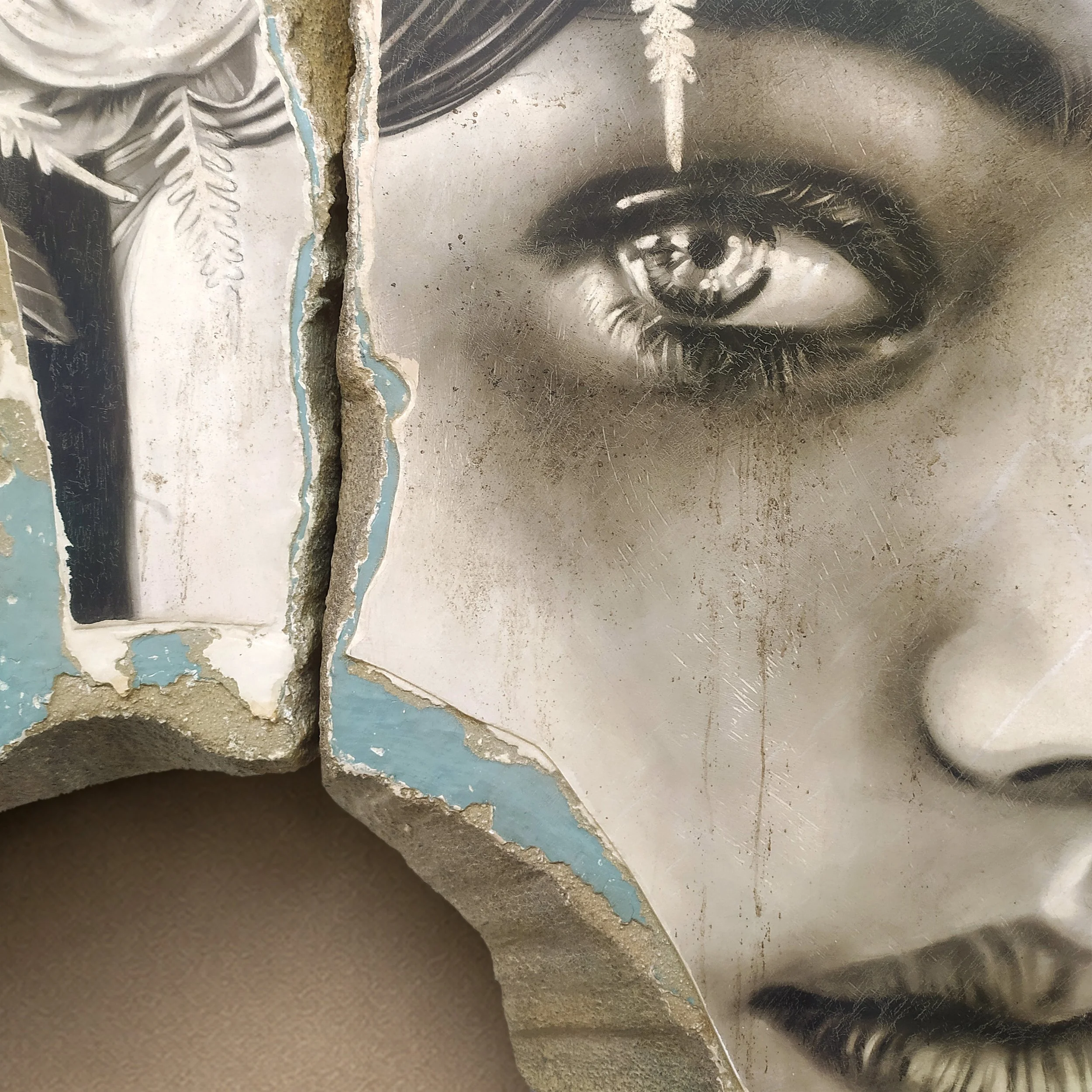 Toni Alfano, Portrait of Demeter, 2024 - Charcoal/Descialbo/mixed media, detail
