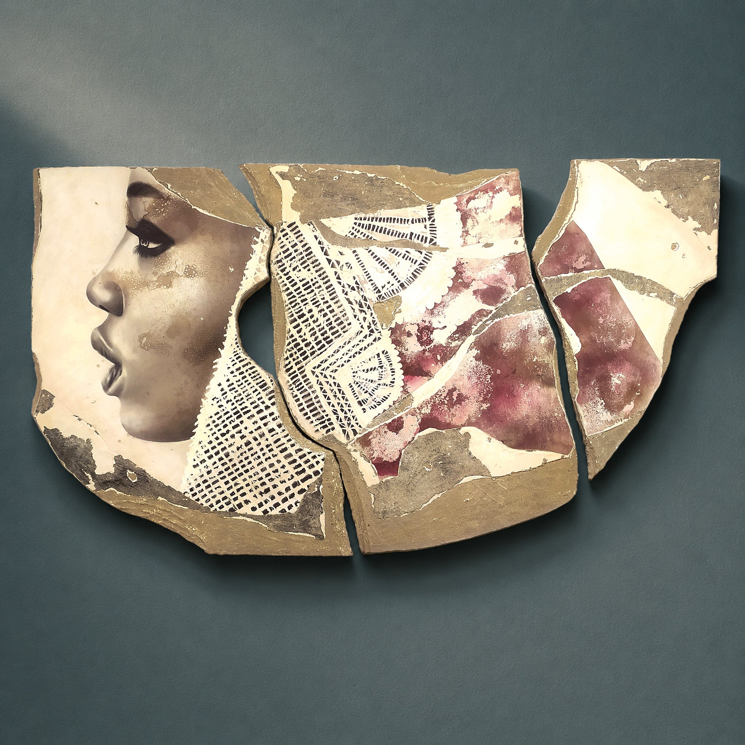 Toni Alfano, Meditterraneo Sacro (03), 2022 - Charcoal/Descialbo/mixed media, 170x95 cm