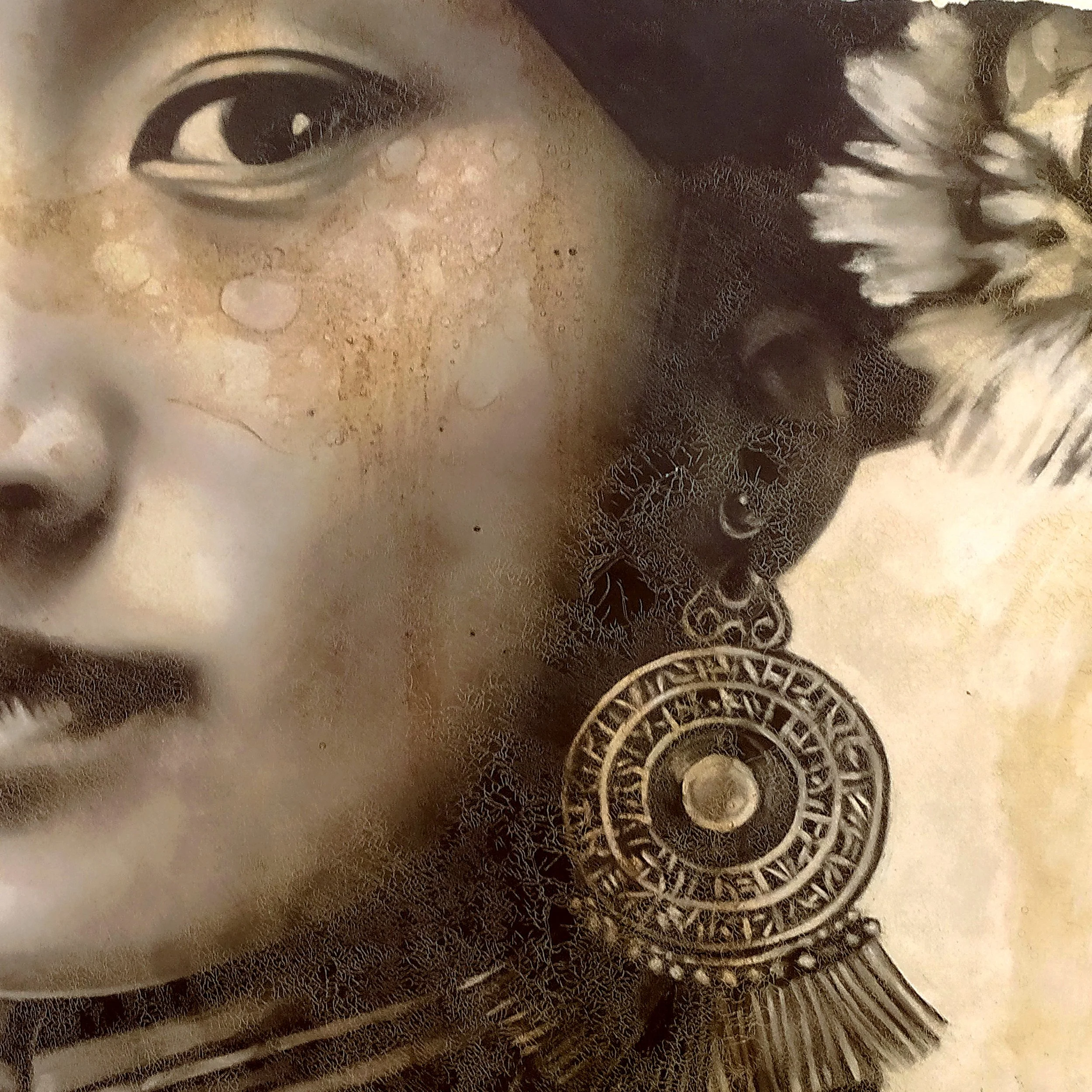 Toni Alfano, Being and Time (06), 2024 - Charcoal/Descialbo/mixed media, detail - (private collection - London, UK)