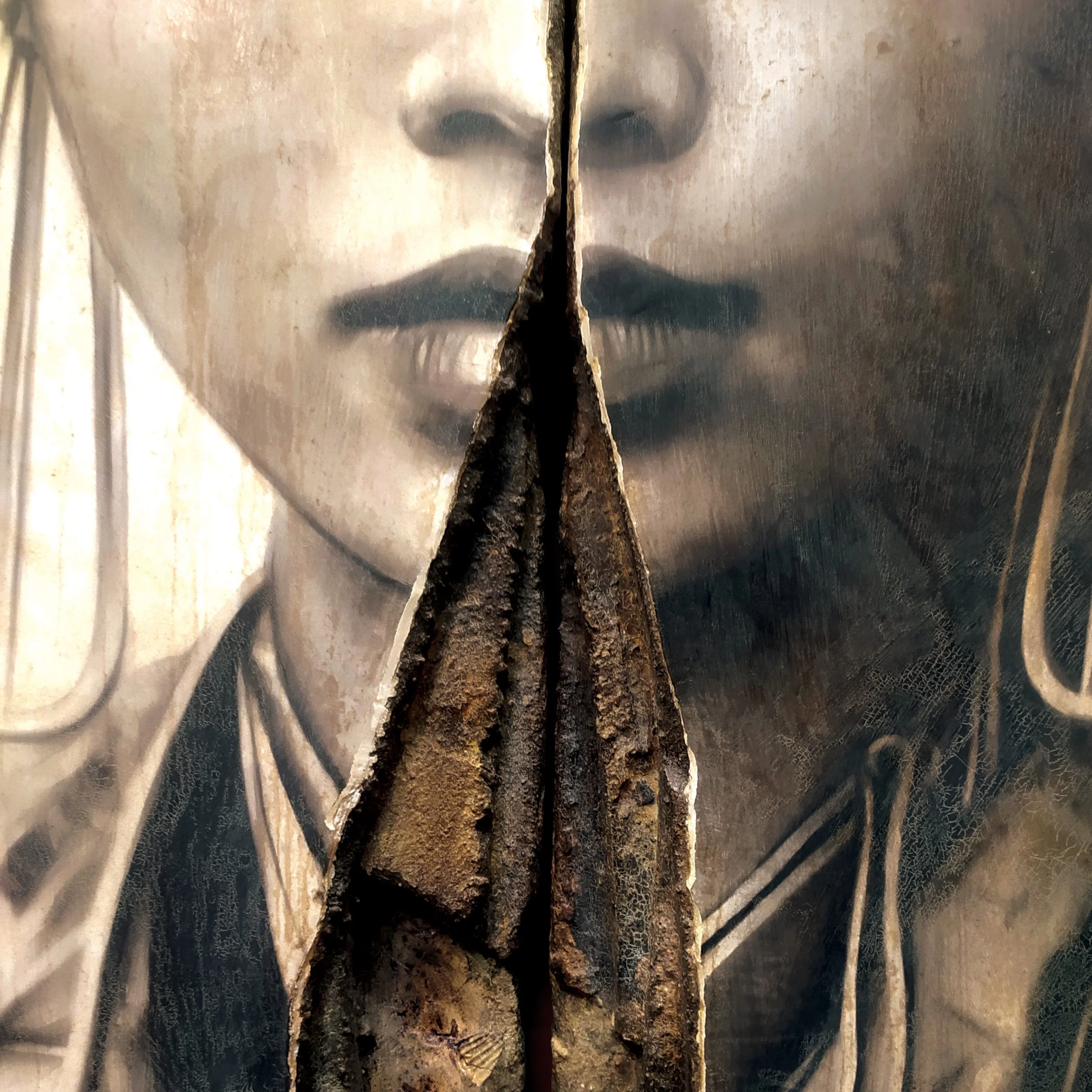 Toni Alfano, Being and Time (02), 2025 - Charcoal/Descialbo/mixed media, detail - (private collection - Nieupoort, BE)