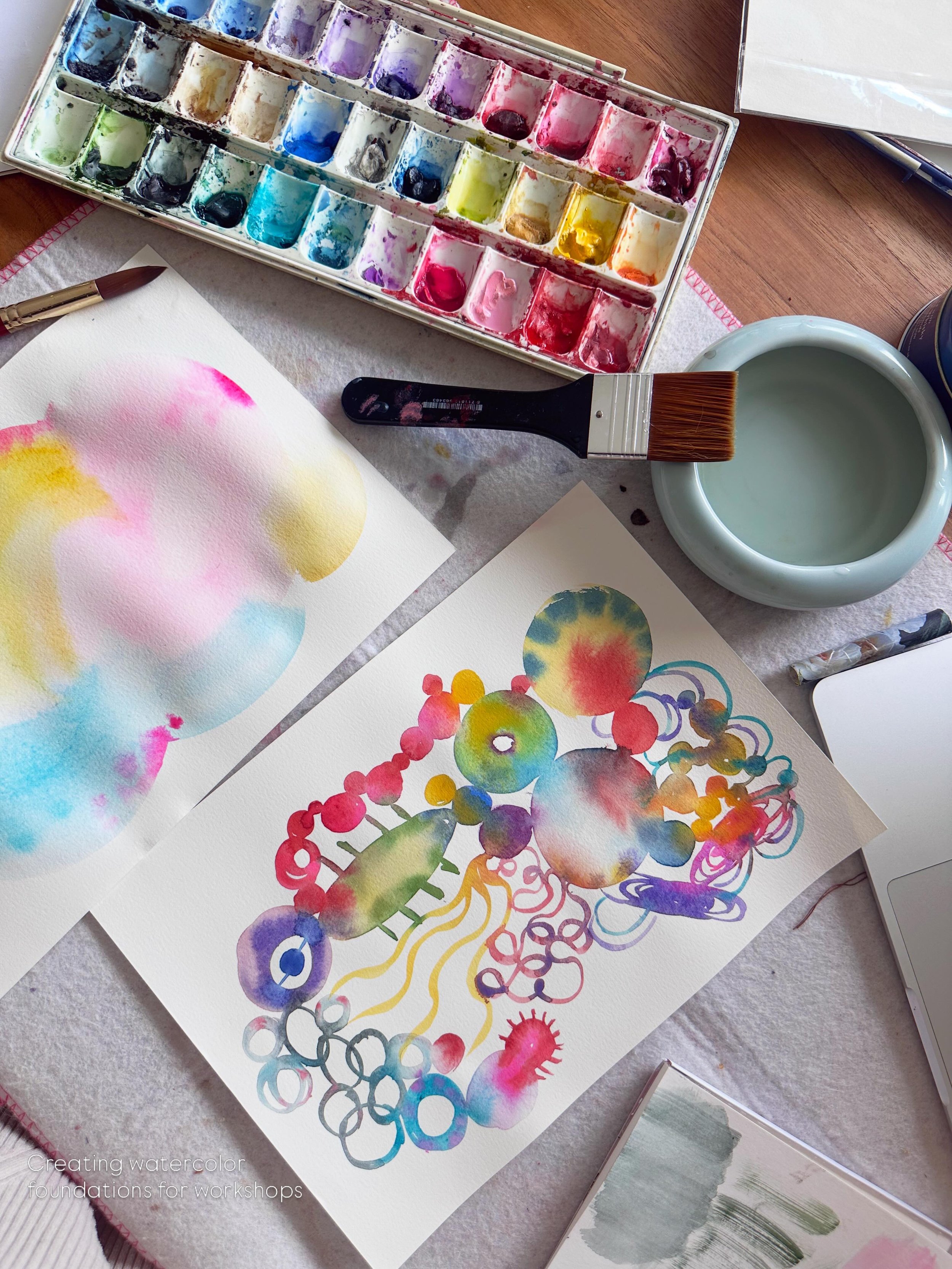 I&rsquo;m currently developing a new watercolor workshop in Munich called 🎨Watercolor Foundations🎨 an exploratory introduction to watercolor through colour, water, movement, texture, and play.

Starting my art studio again feels a little like learn