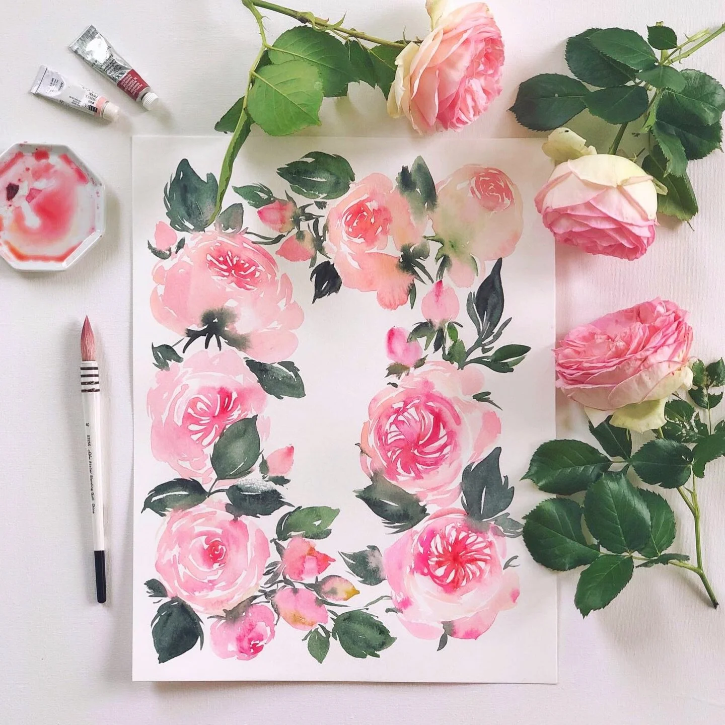 Its autumn but im still thinking about spring 💕 #pierreronsardroses #watercolorroses #watercolorpainting  #workshopsinmunich