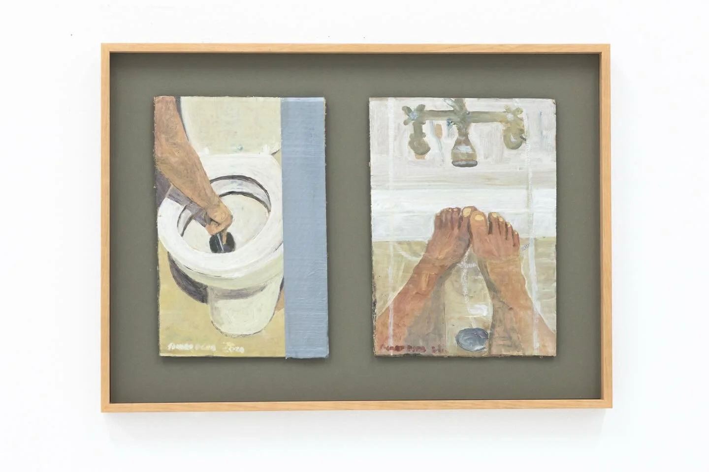 This wonderful @stuart_dods_ oil on cardboard diptych was a really fun piece to frame for one of our clients 🚽🛁 

#artframing #diptych #oilpainting