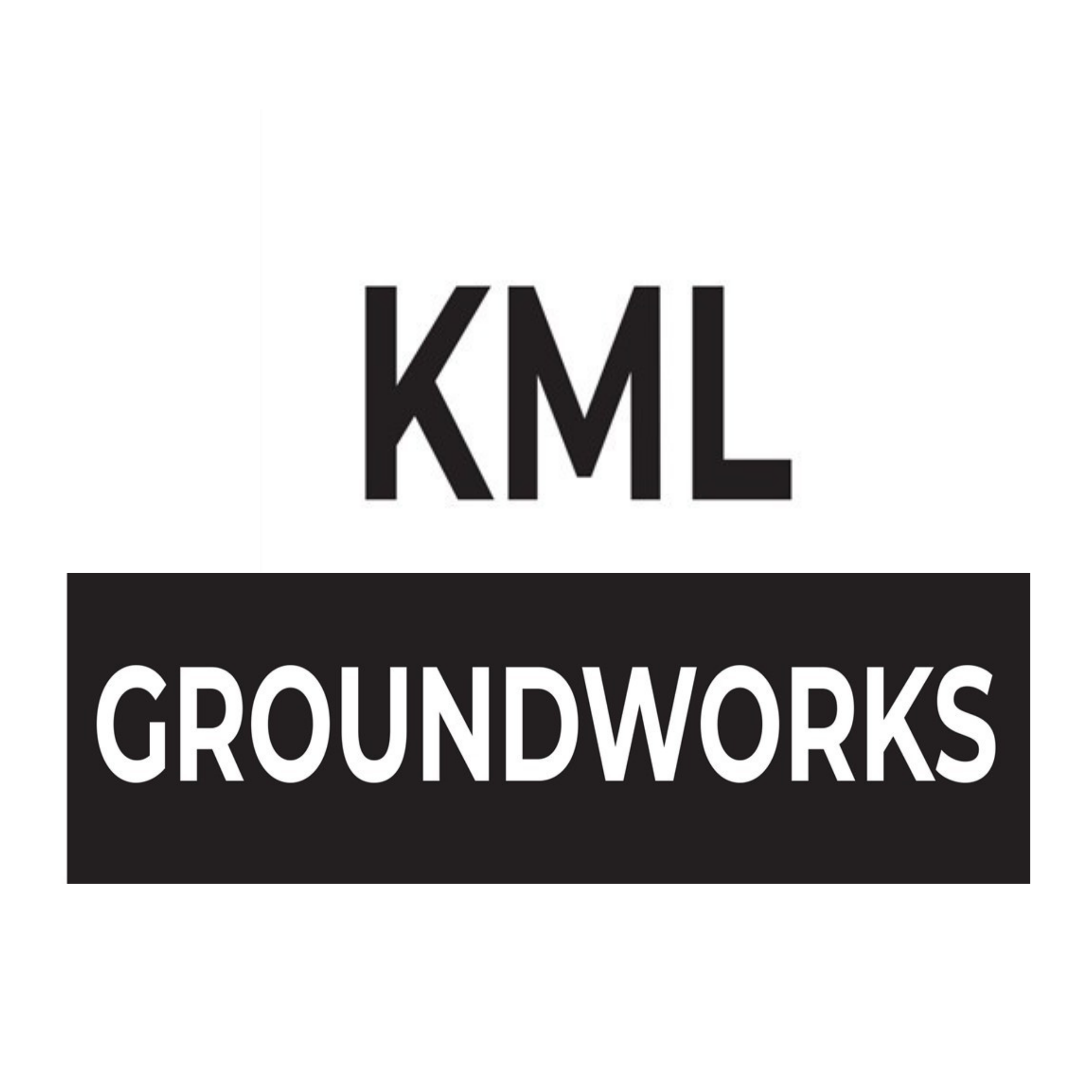 KML Groundworks logo with black and white color scheme