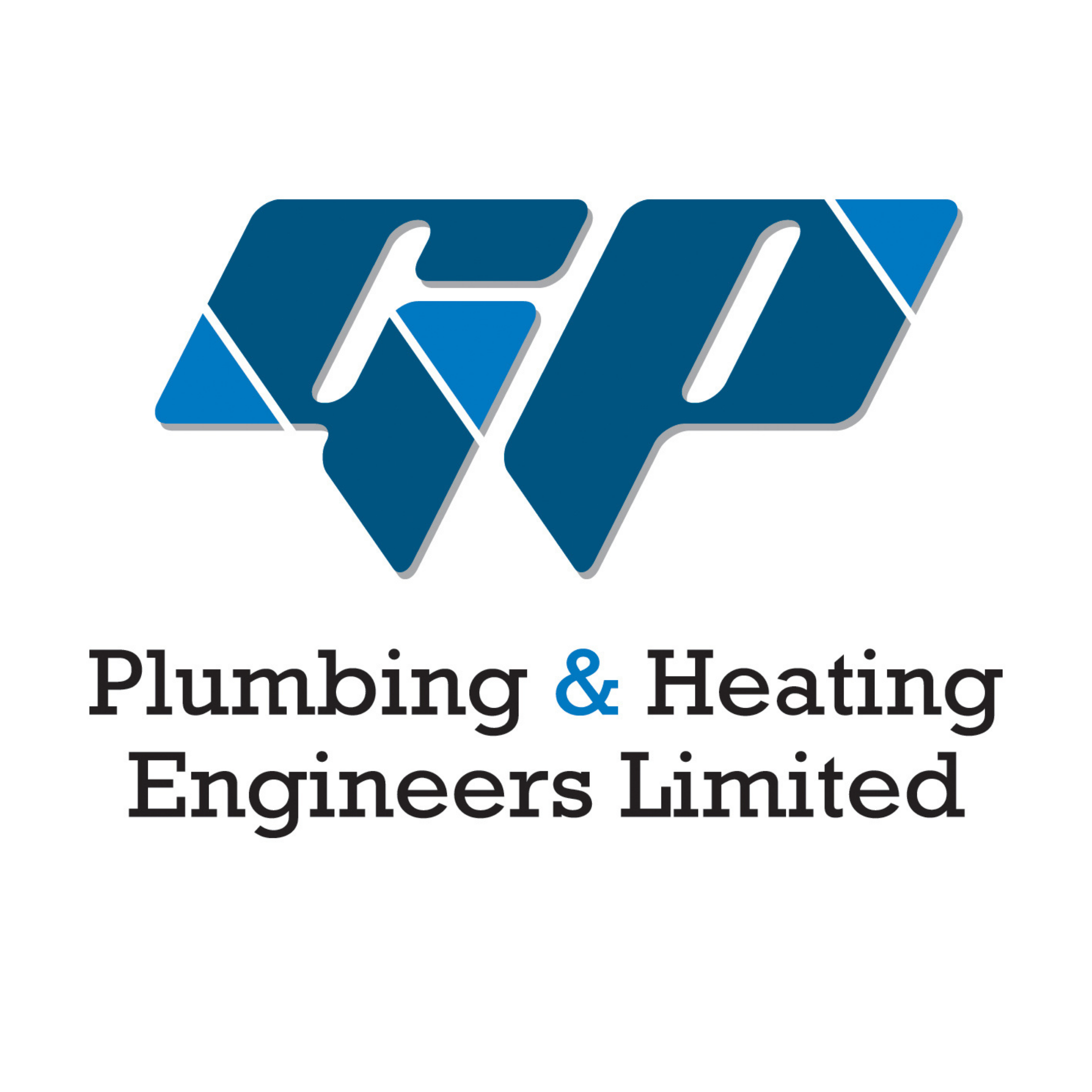 Logo of Plumbing & Heating Engineers Limited in blue and black text with a stylized graphic of overlapping shapes forming the letters 'PHE'.