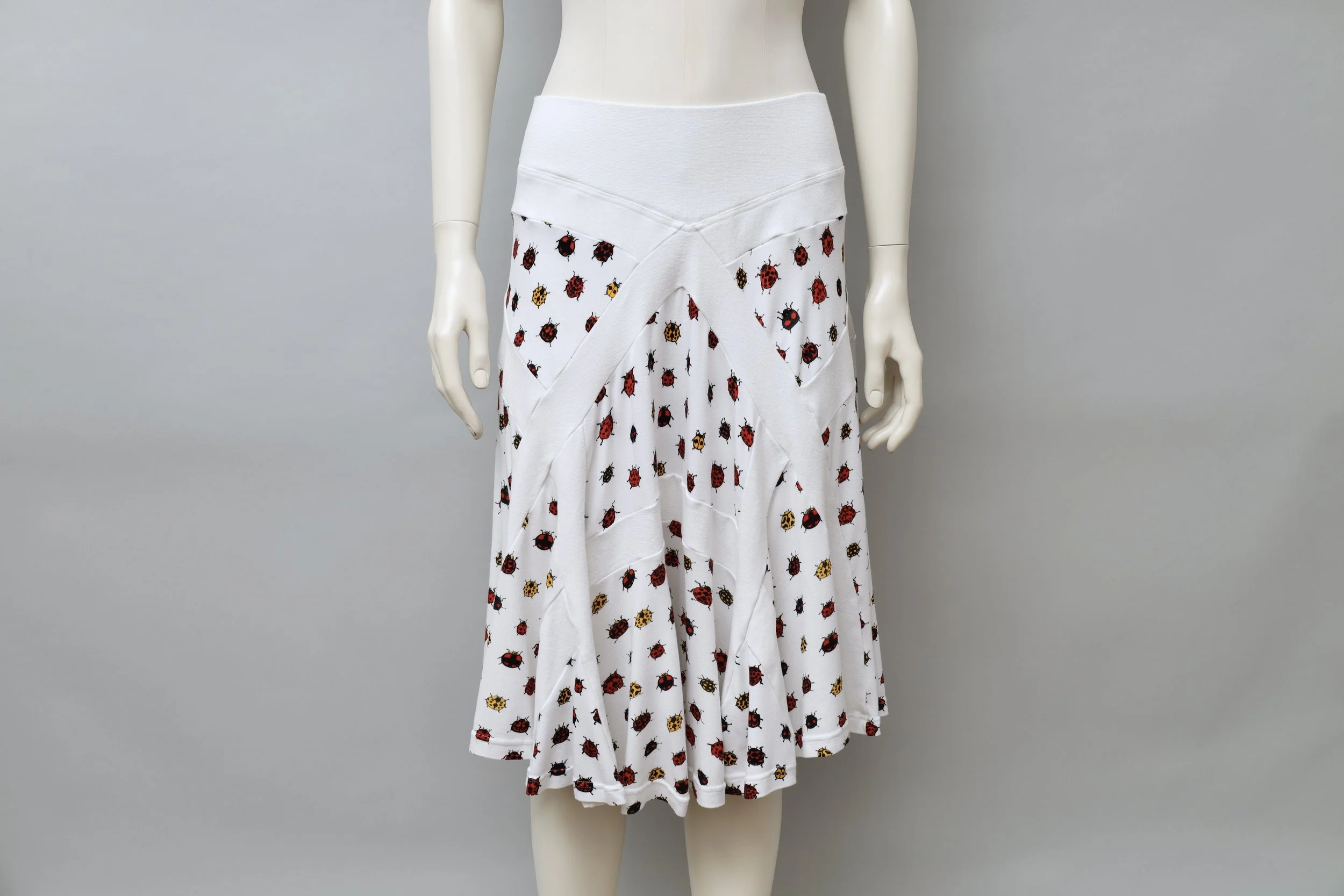 2000s Marjan Pejoski ladybug print patchwork skirt