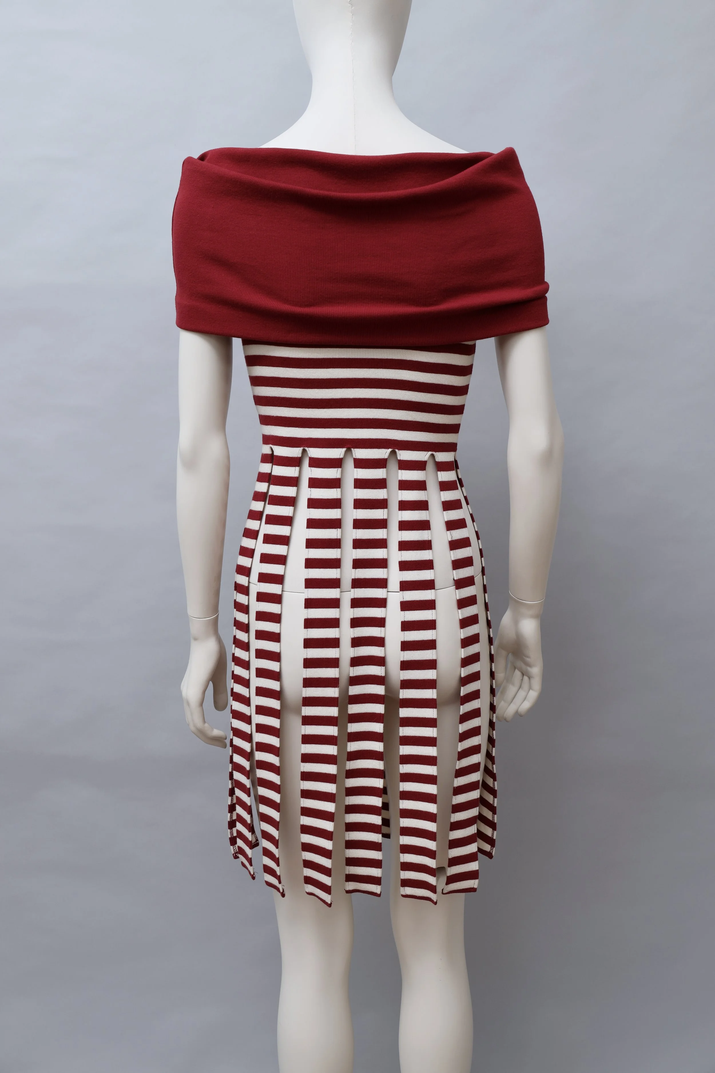1990s Plein Sud red and white striped top with panels