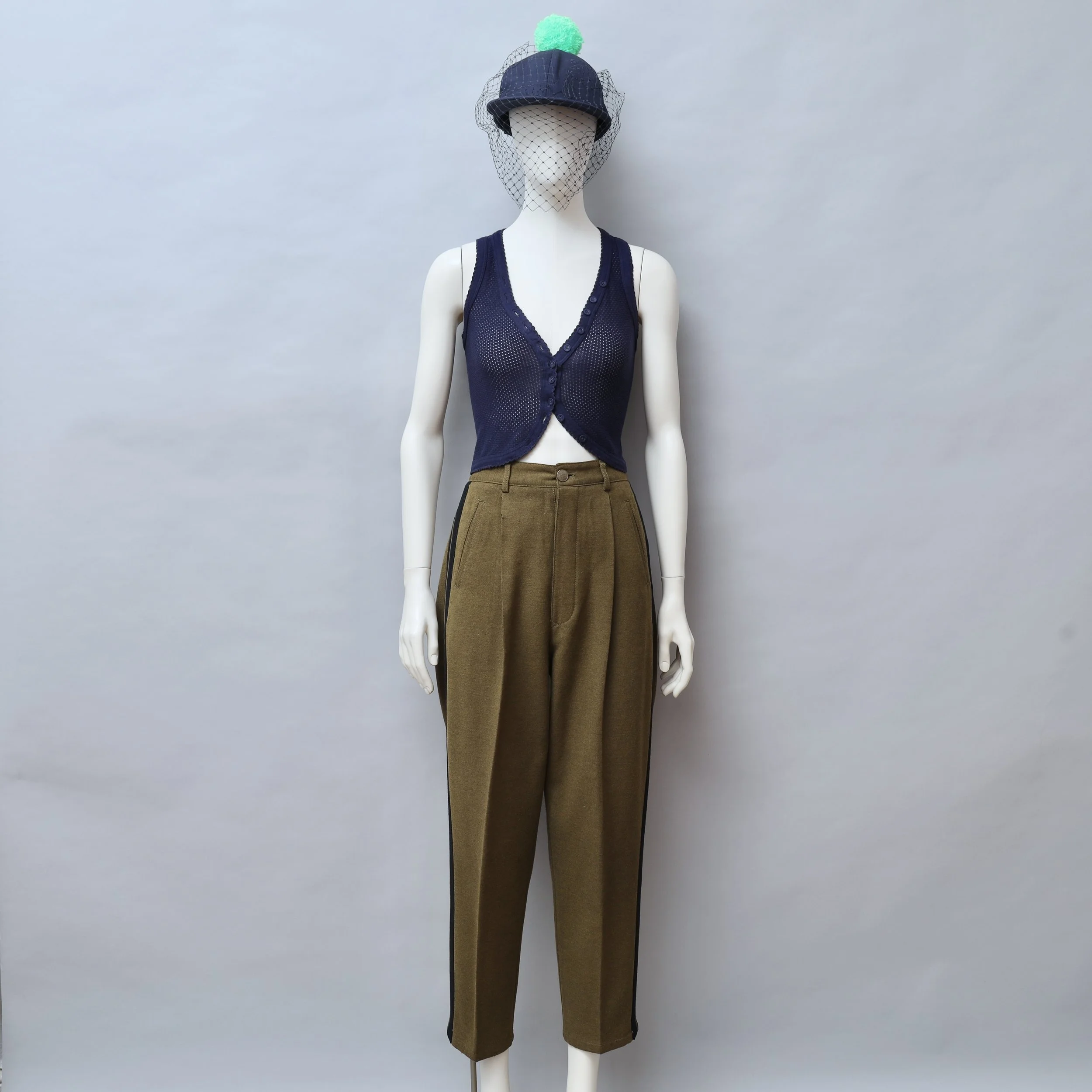 F/W 1989 Junior Gaultier side stripe felted wool pants