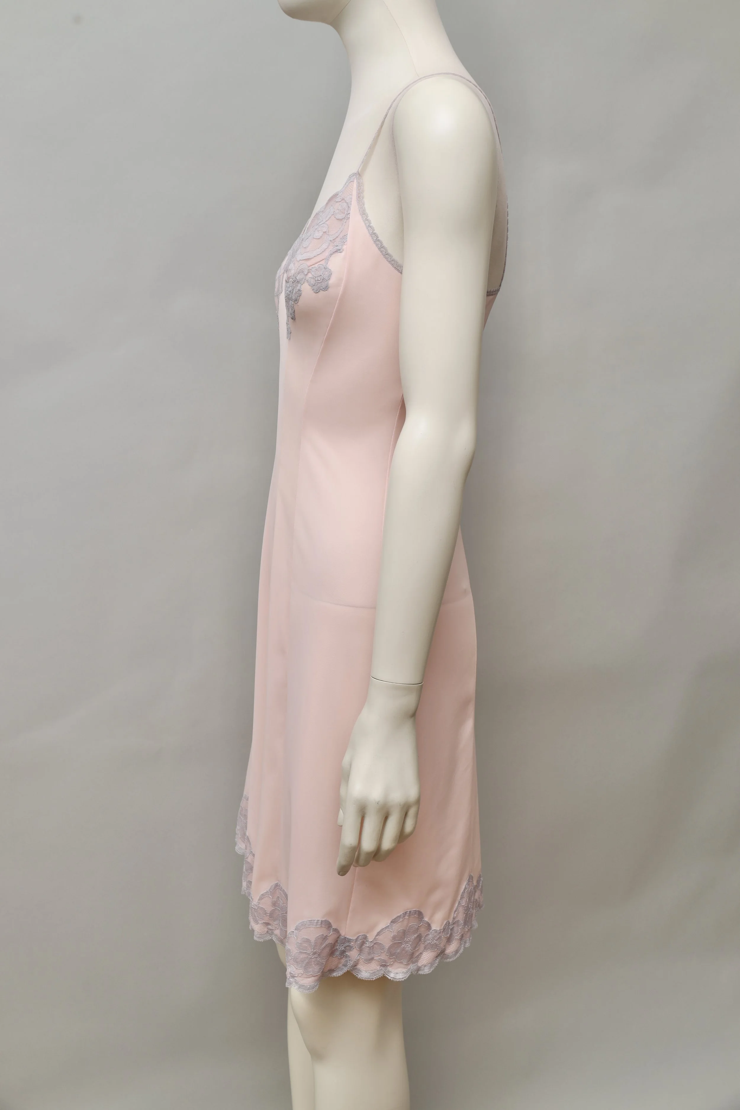 1960s deadstock Neyret Paris salmon rose nylon lace slip dress