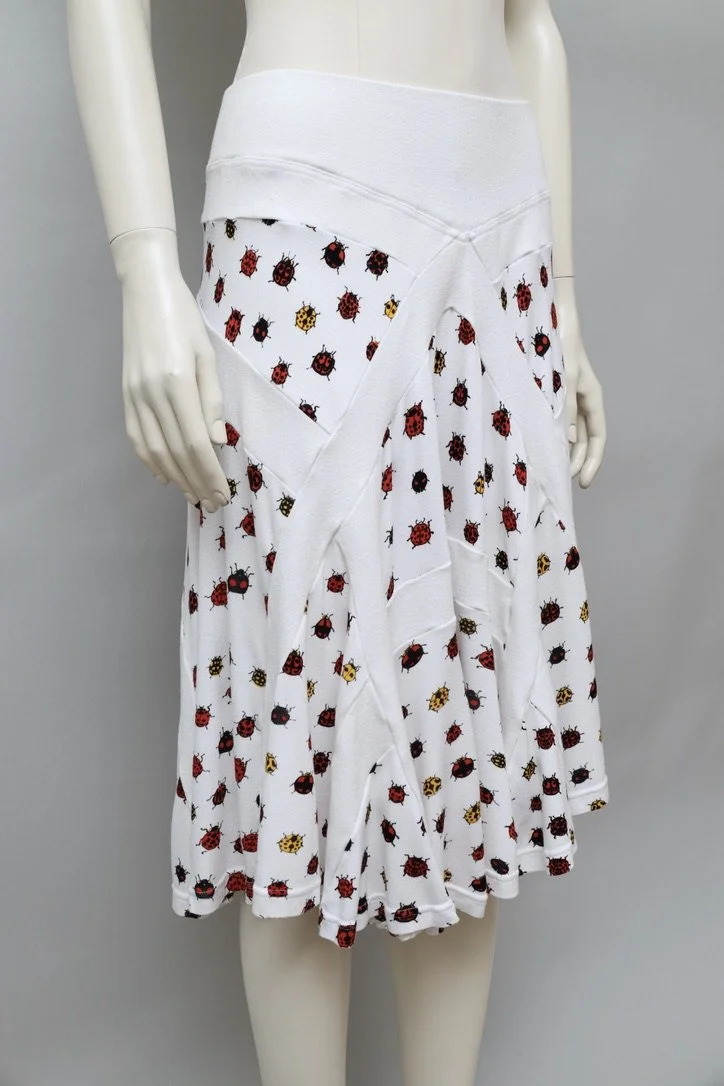 2000s Marjan Pejoski ladybug print patchwork skirt