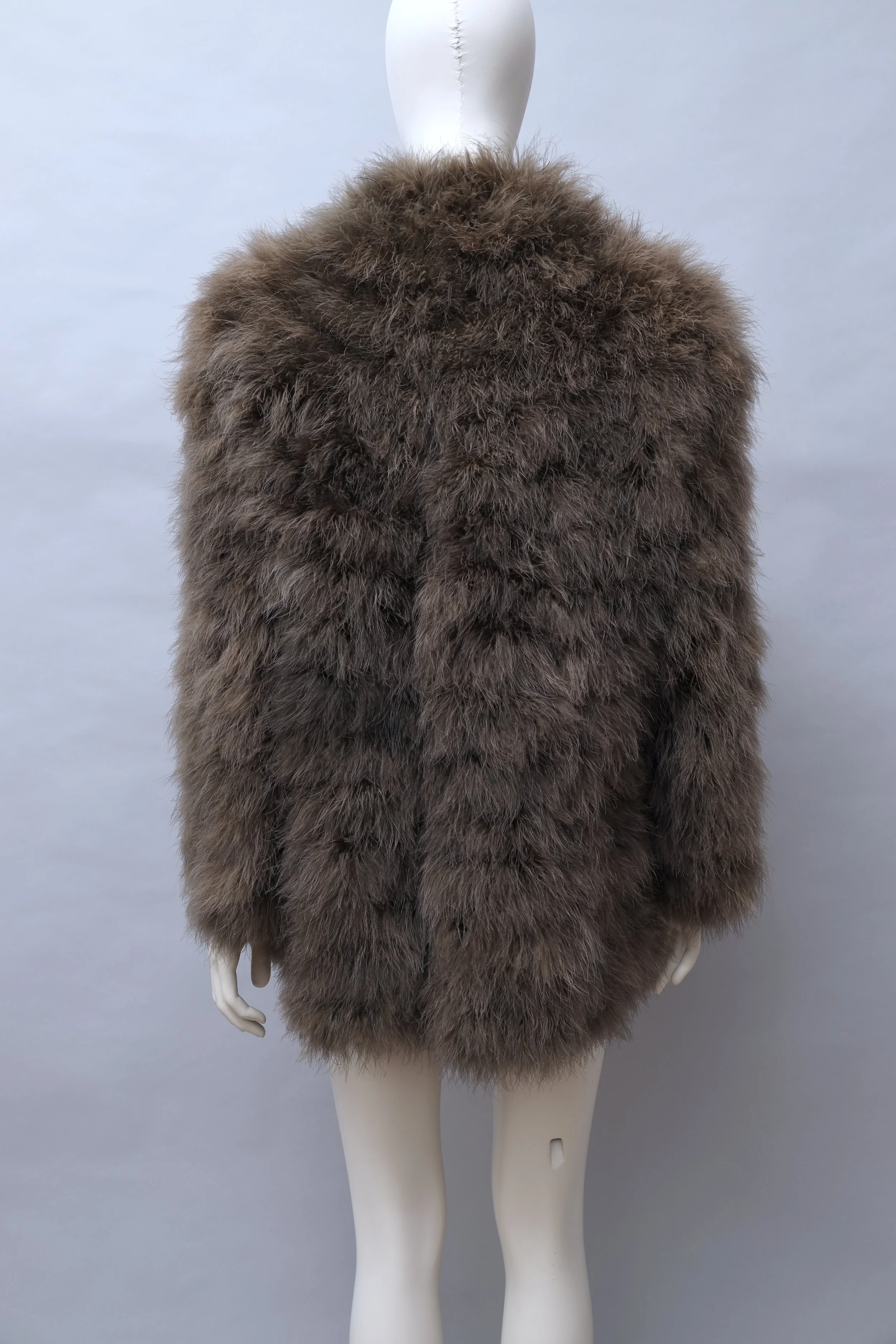 early 1980s Chantal Thomass taupe marabou feather coat