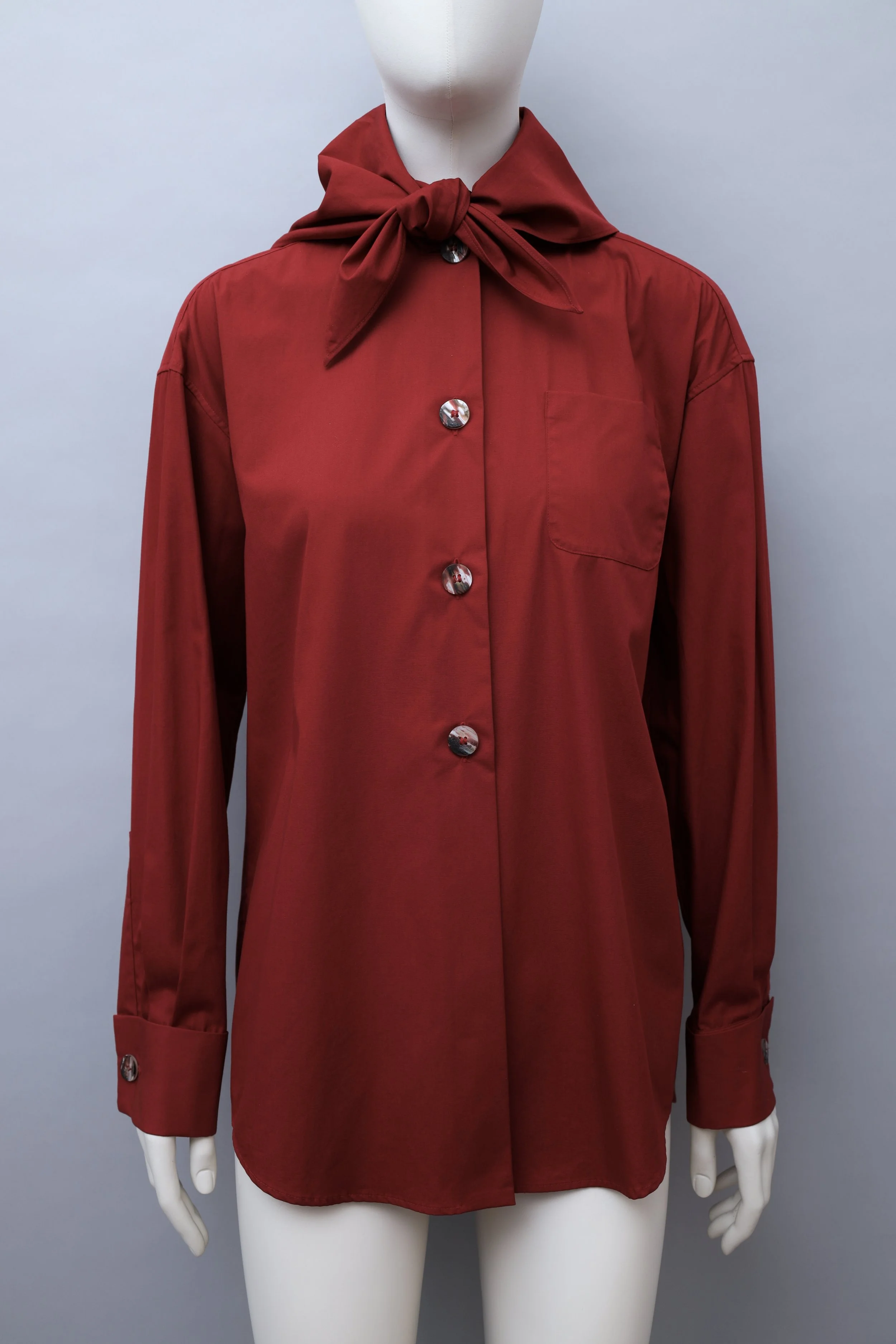 F/W 1994 Romeo Gigli crimson red triangle collar blouse