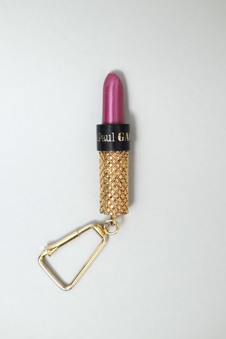 1980s Jean Paul Gaultier pink lipstick carabiner keychain