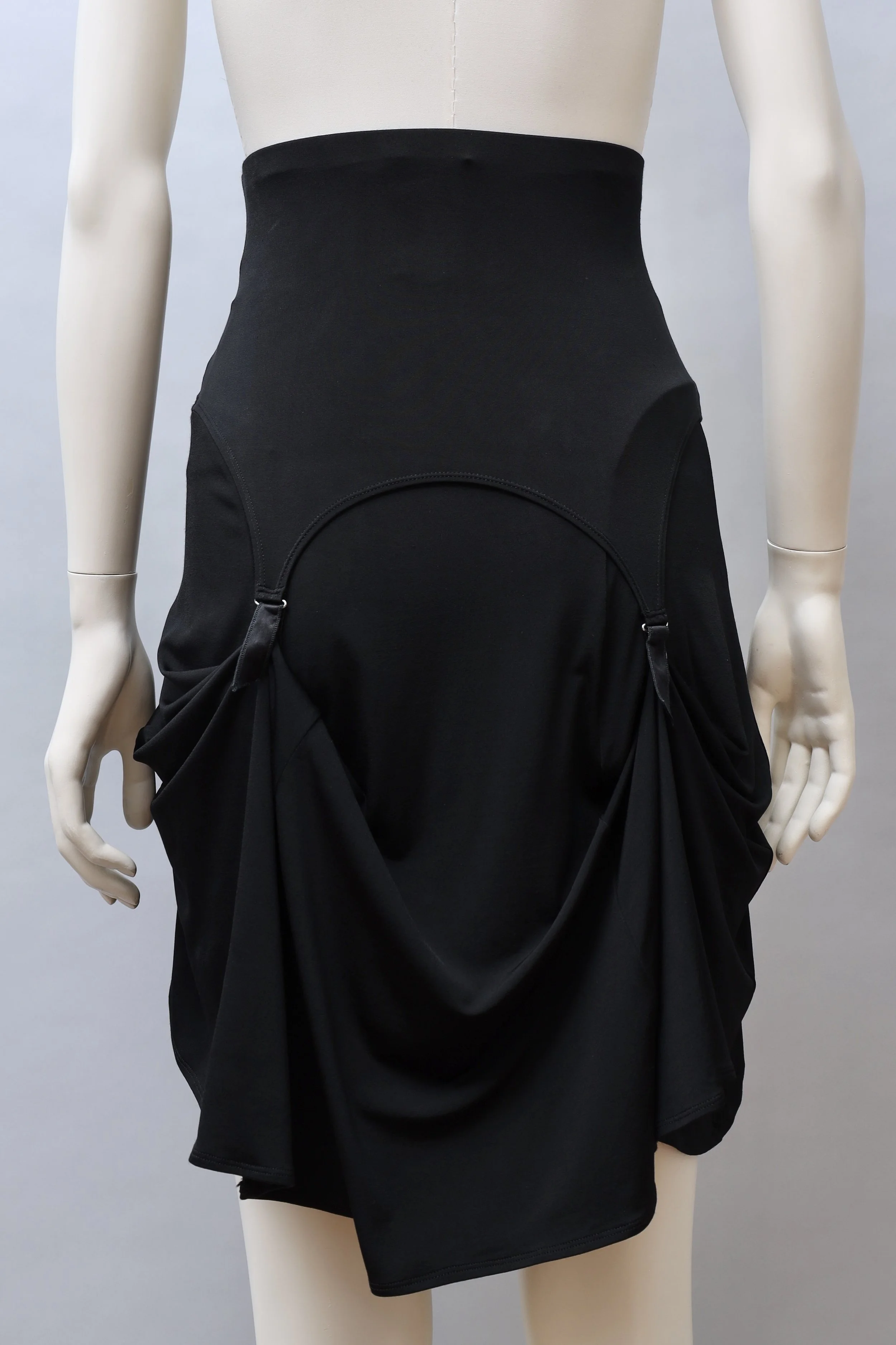 7Plein Sud black stretch satin ultra high waist garter skirt