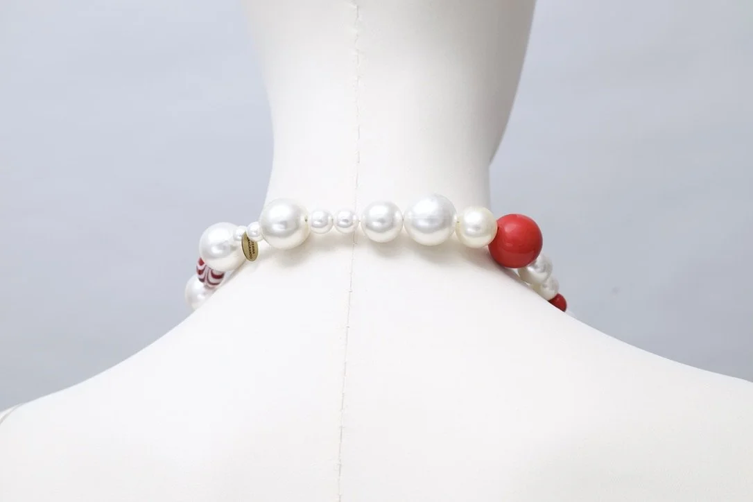 Caterina Zangrando beaded murano glass and pearl Micky Mouse necklace