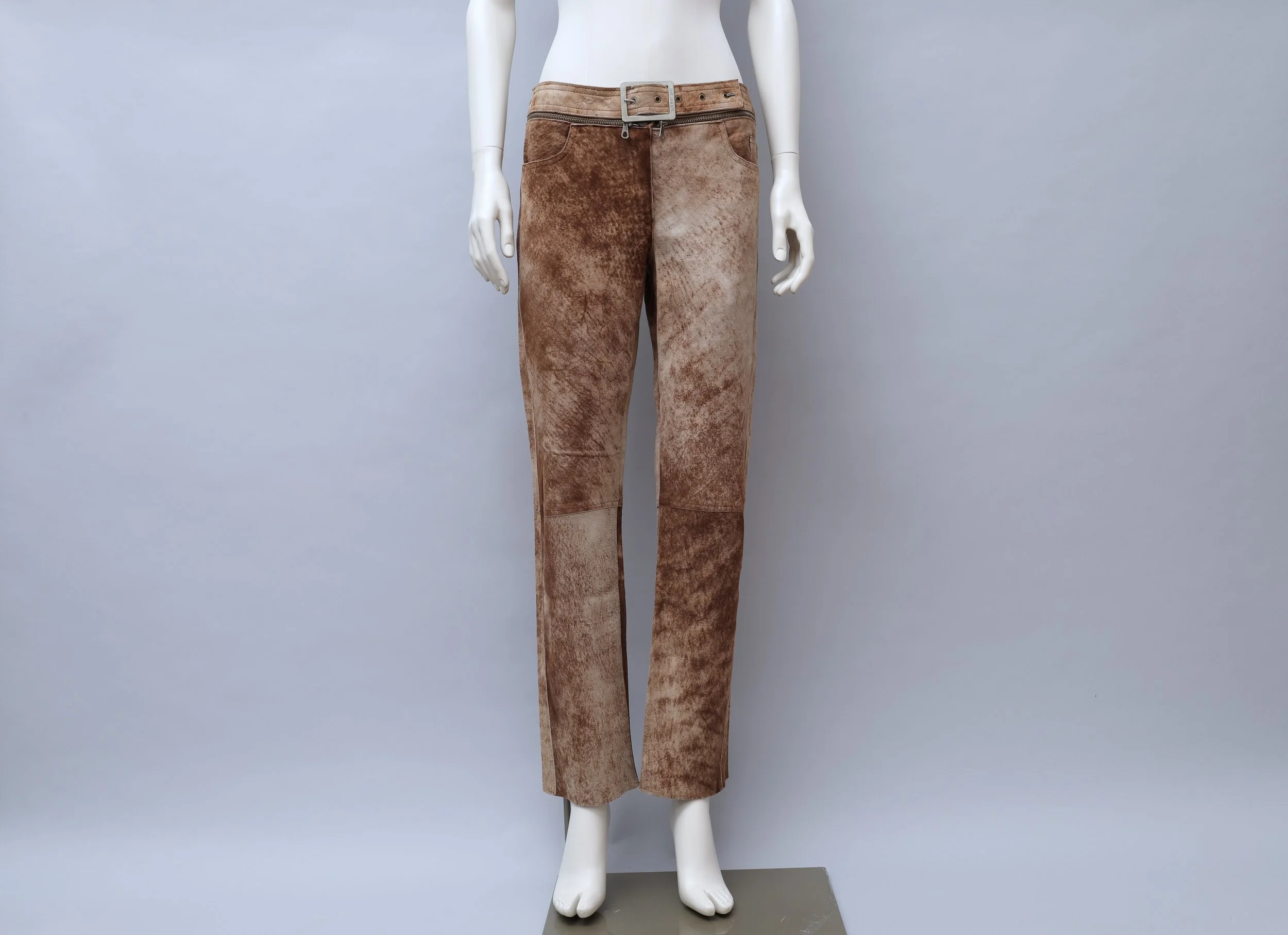 S/S 2000 Jean Paul Gaultier washed brown rough out leather pants