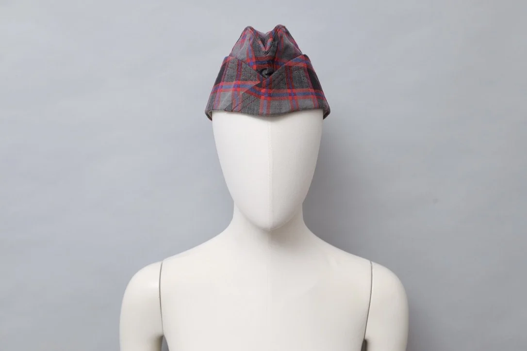 S/S 1984 Chantal Thomass pink and grey cotton tartan hat