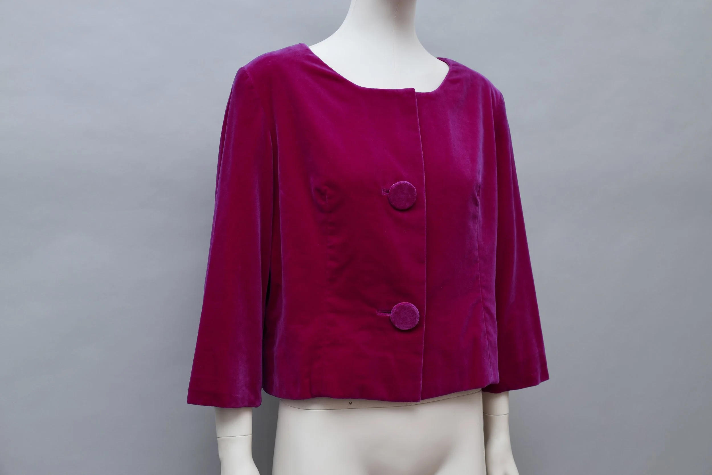 1950s Jeanne Lanvin by Castillo fuchsia silk velvet jacket