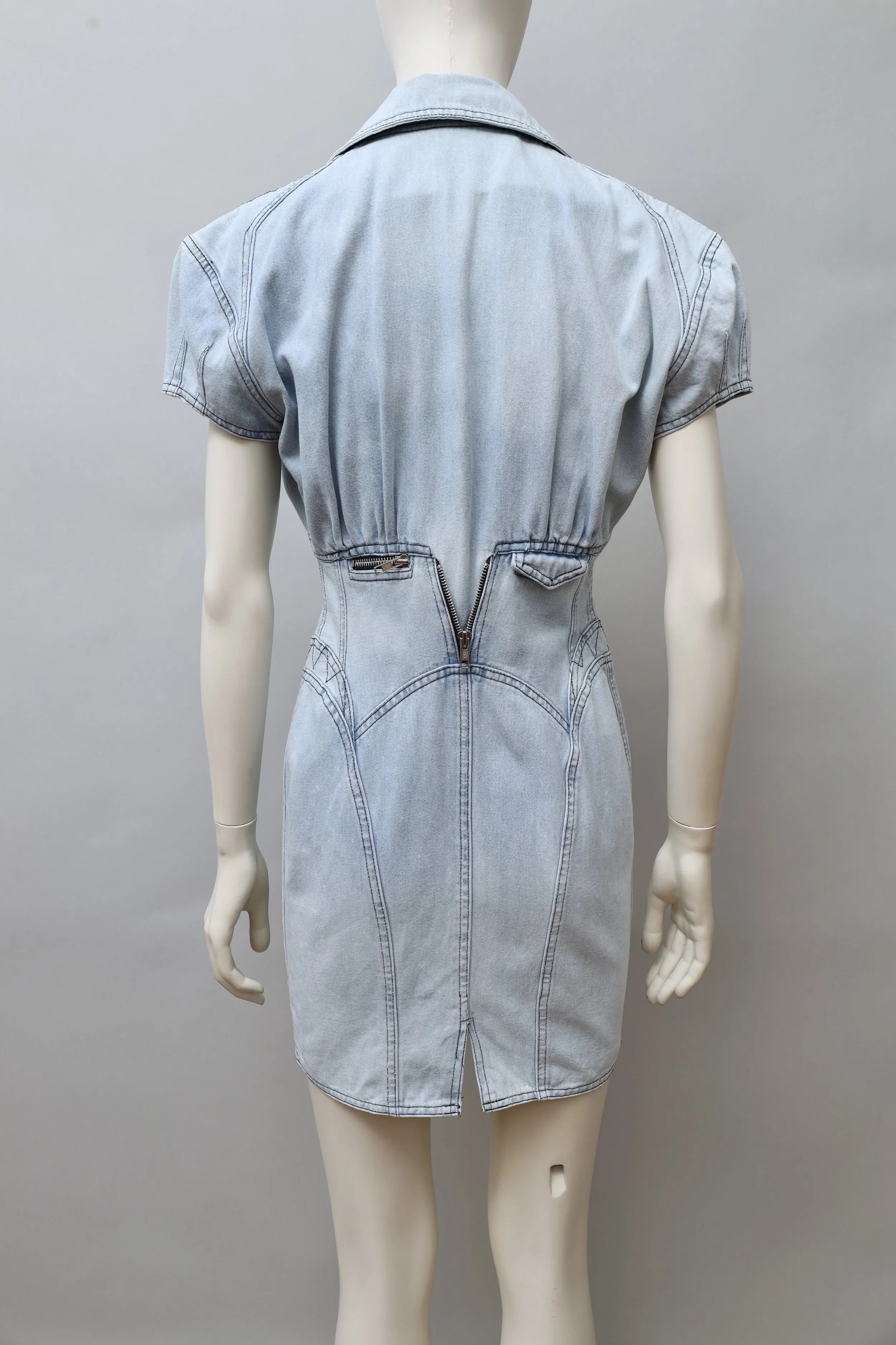 1980s Tramway Paris studded cut-out denim house dress