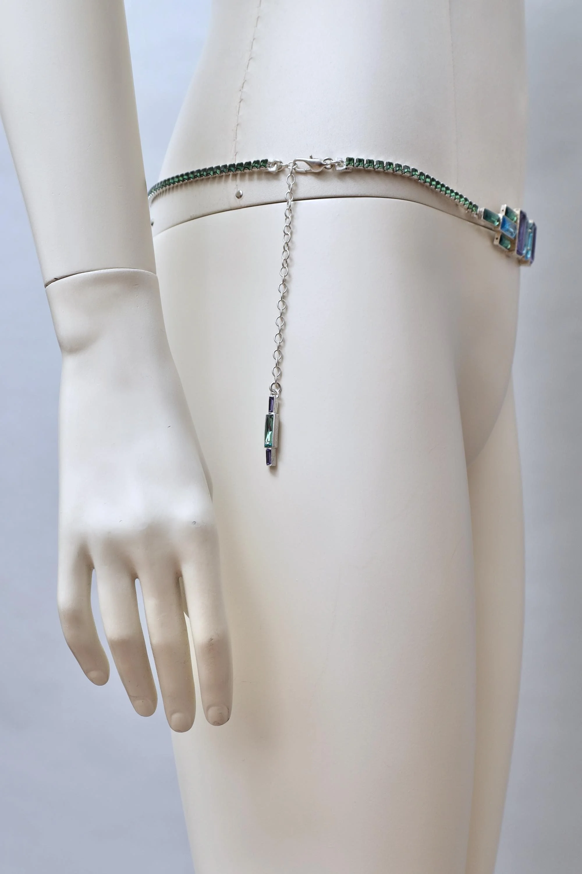 2000s Jean Paul Gaultier art deco crystal rhinestone belt