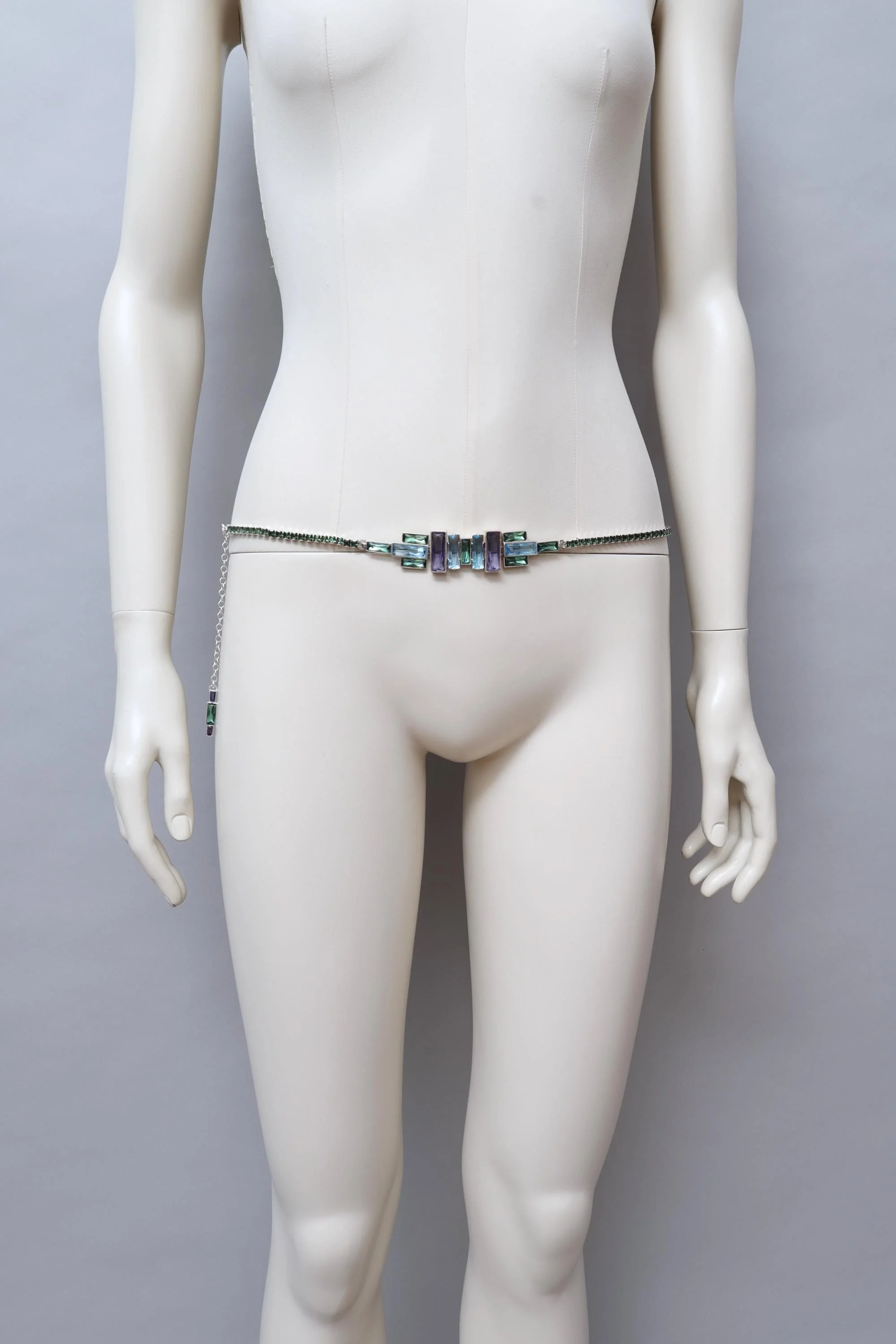 2000s Jean Paul Gaultier art deco crystal rhinestone belt