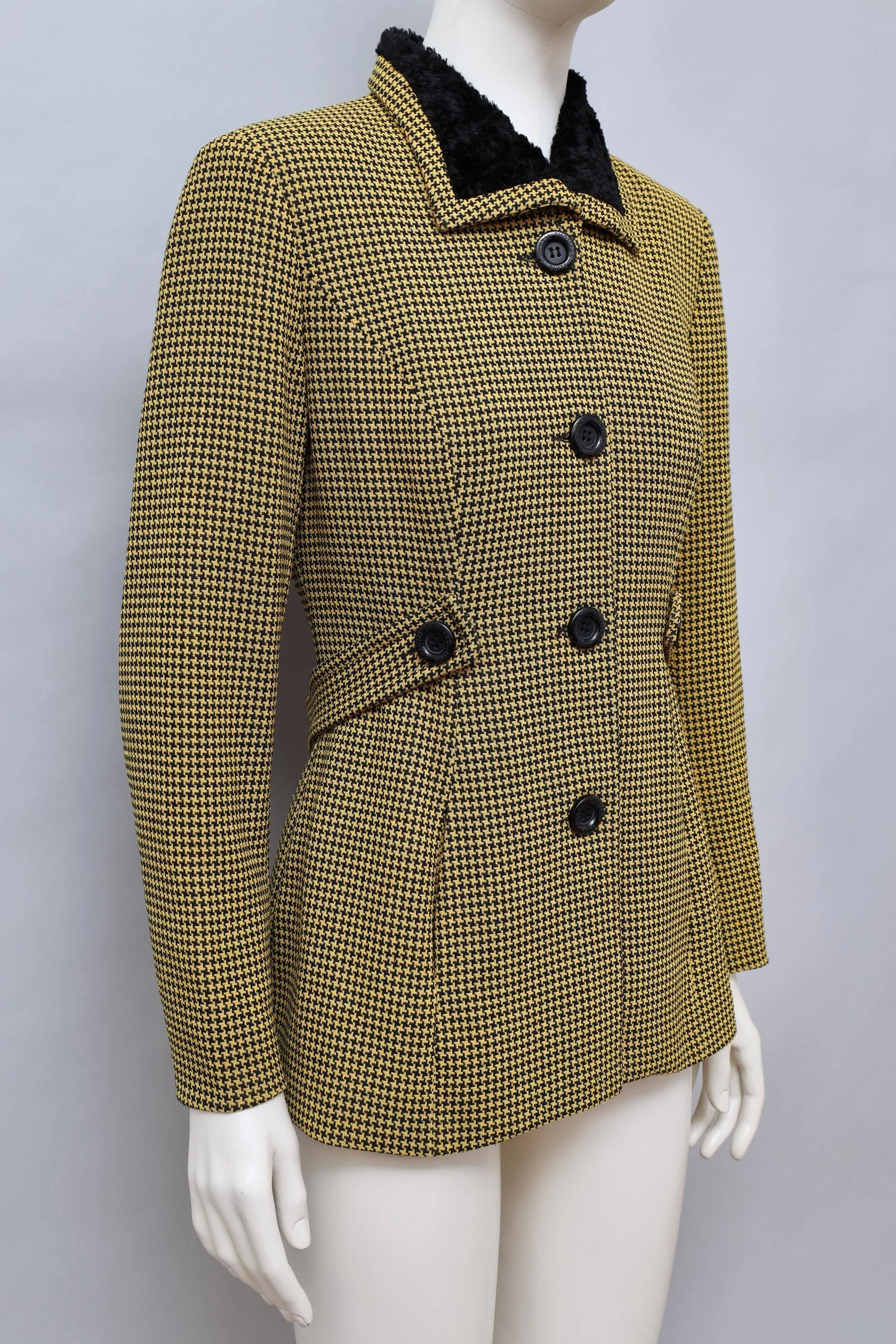late 1980s / early 1990s Chantal Thomass Suite yellow houndstooth coat