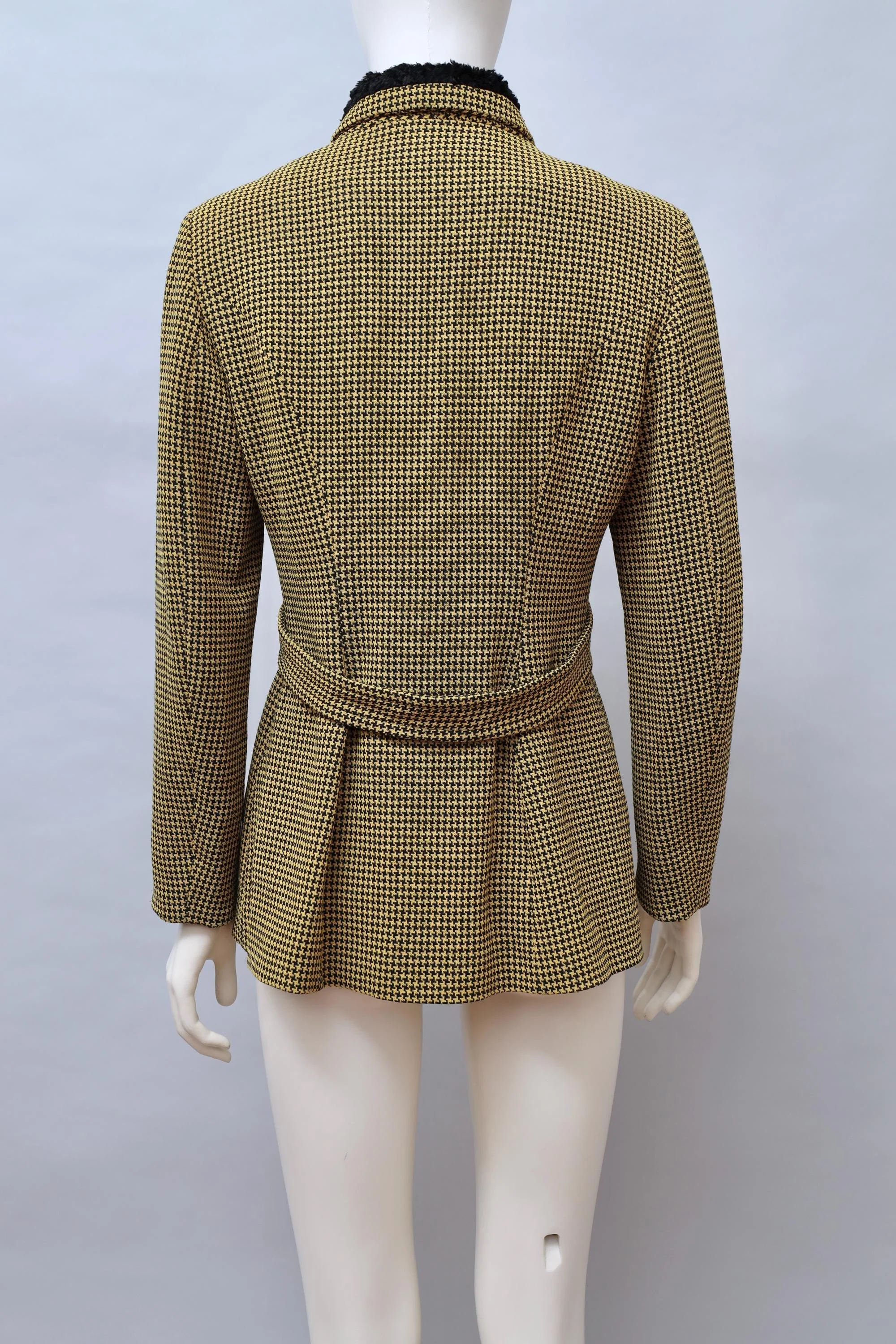 late 1980s / early 1990s Chantal Thomass Suite yellow houndstooth coat