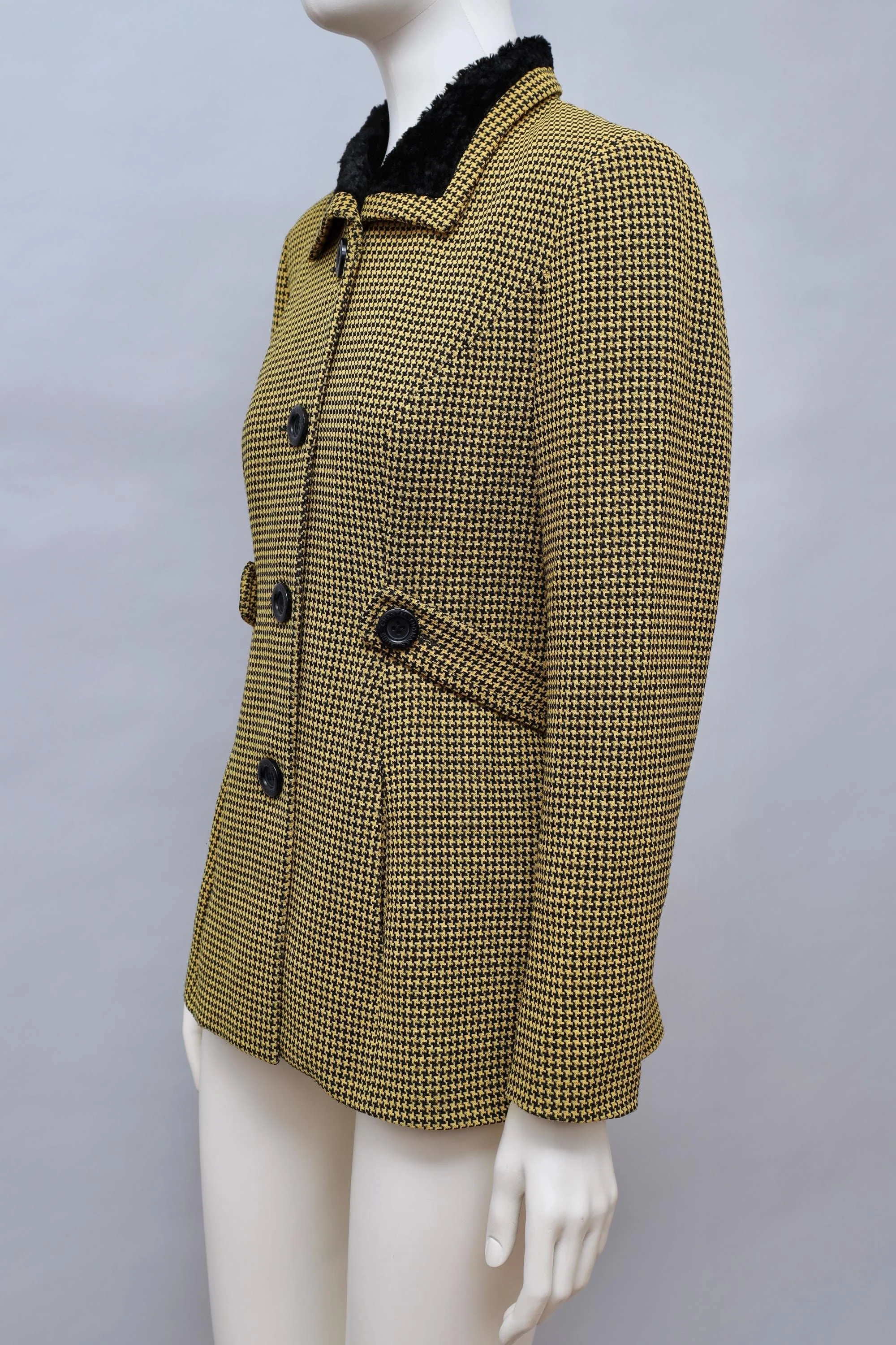 late 1980s / early 1990s Chantal Thomass Suite yellow houndstooth coat