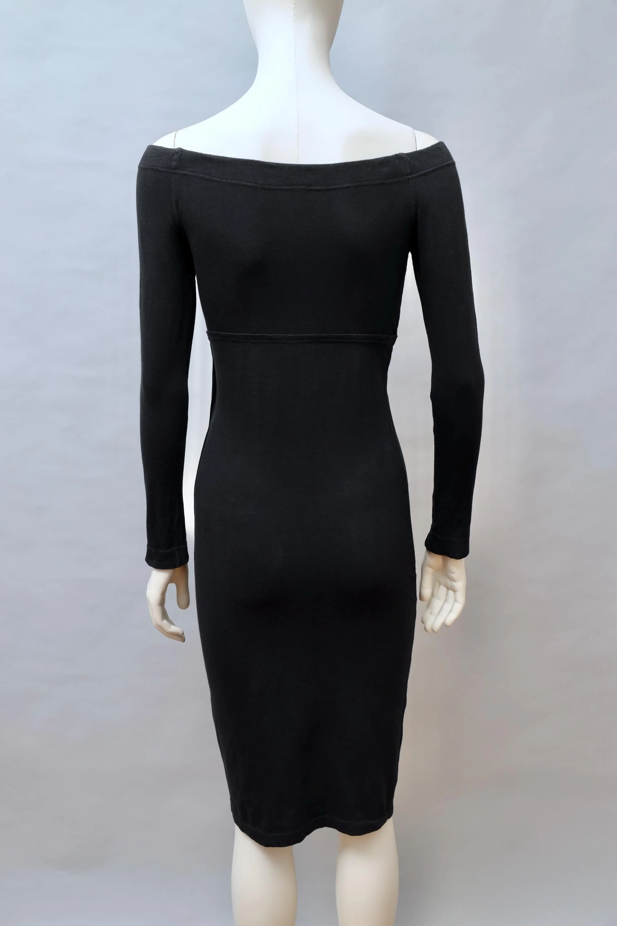 1980s Didier Renard black longsleeve tie front knot dress black