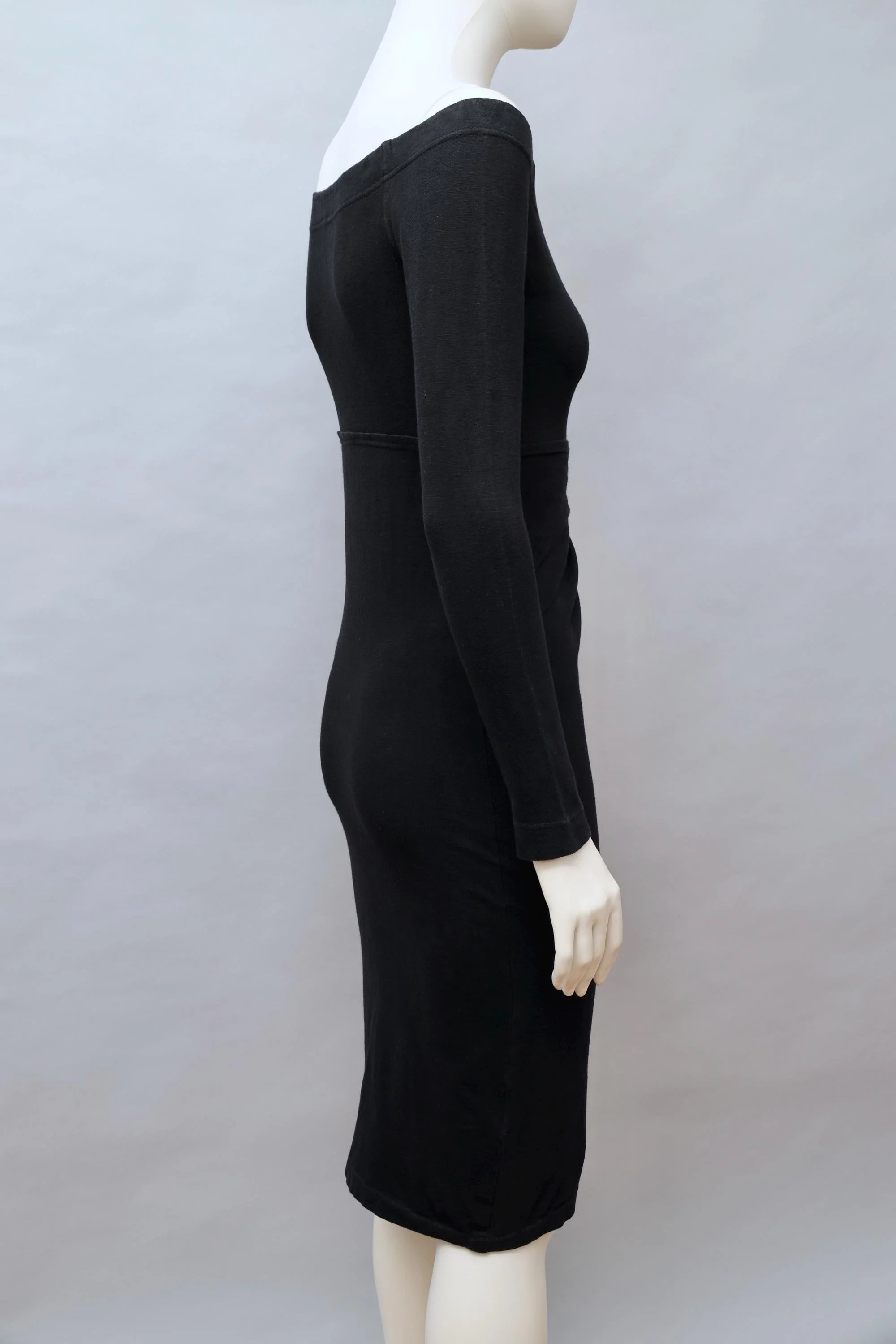 1980s Didier Renard black longsleeve tie front knot dress