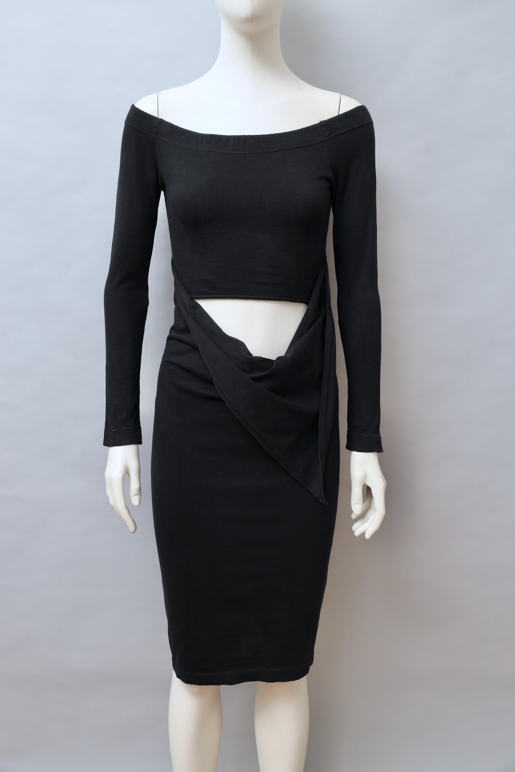 1980s Didier Renard black dress waist cut out