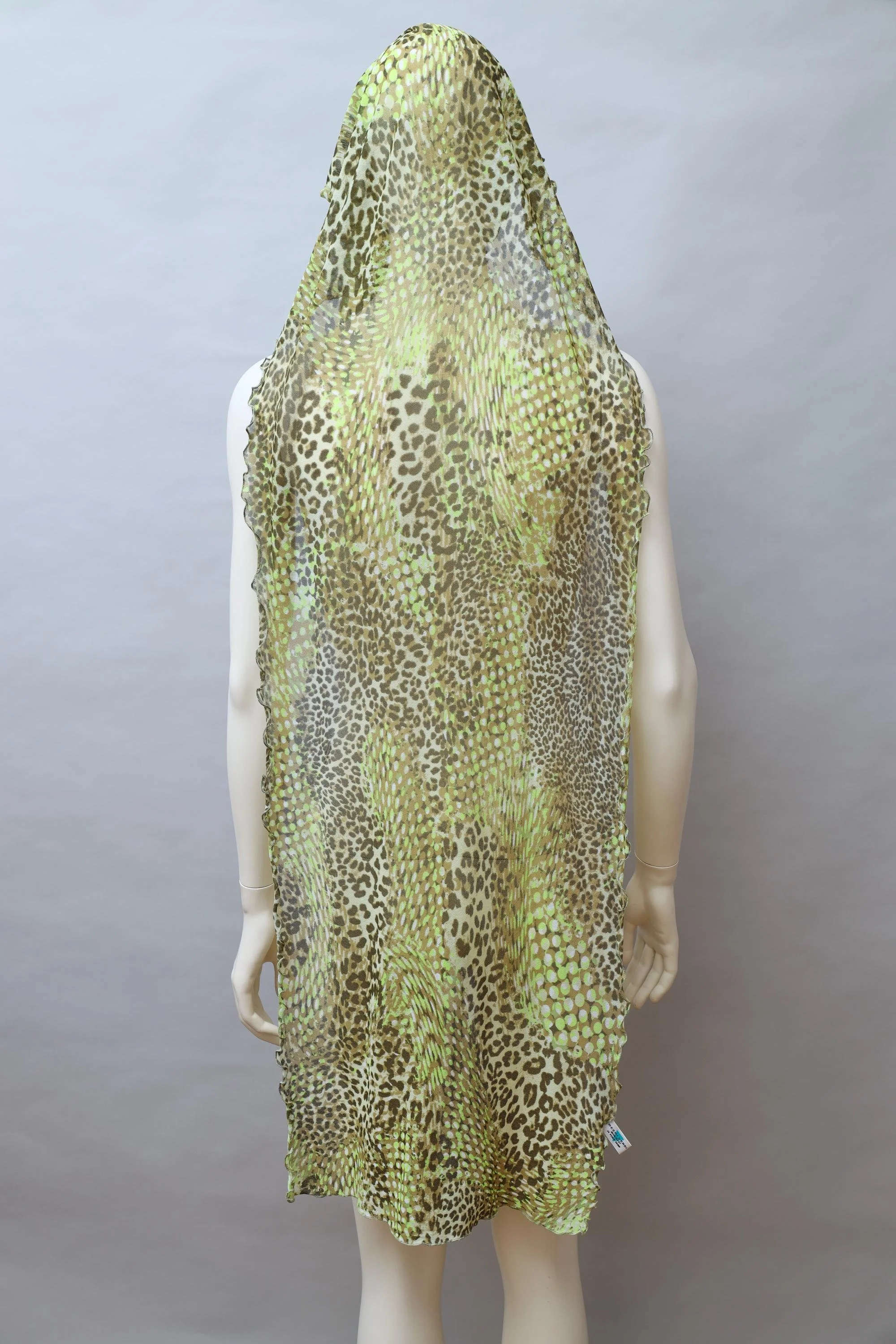 2000s Occhi Verdi green mesh cyber polka dot and leopard cover up