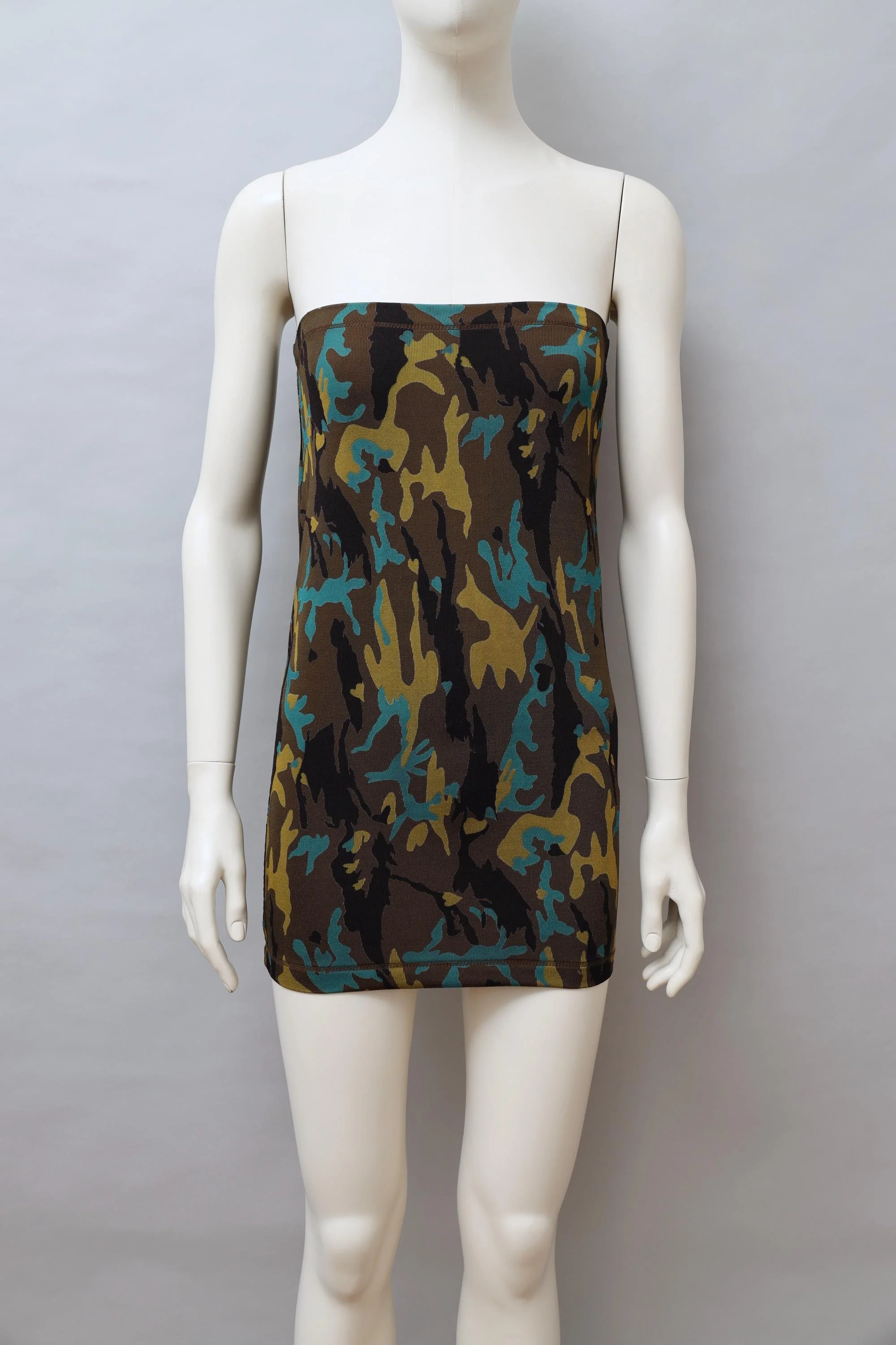 F/W 1989 Junior Gaultier green camouflage skirt dress