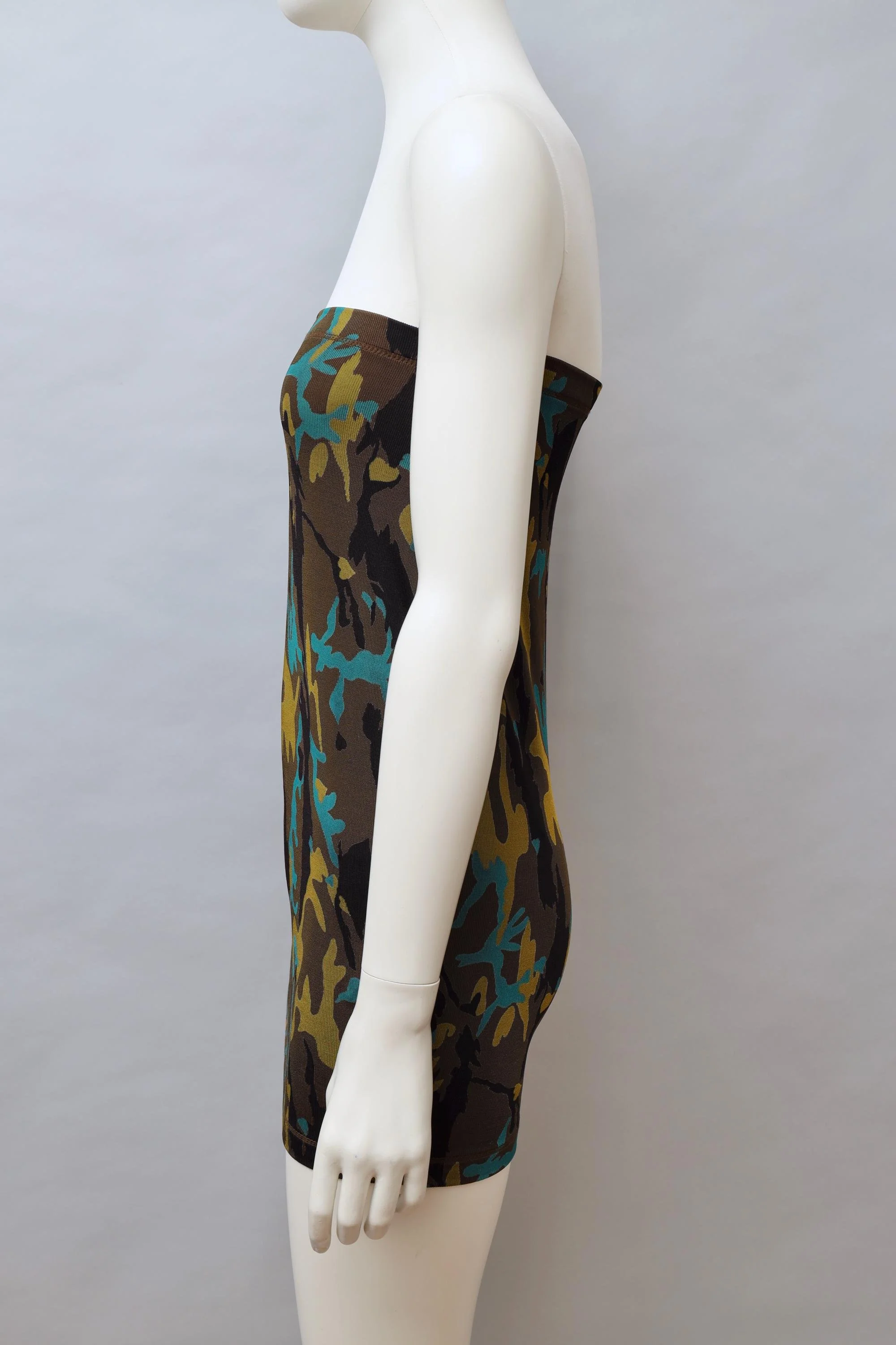 F/W 1989 Junior Gaultier green camouflage skirt dress