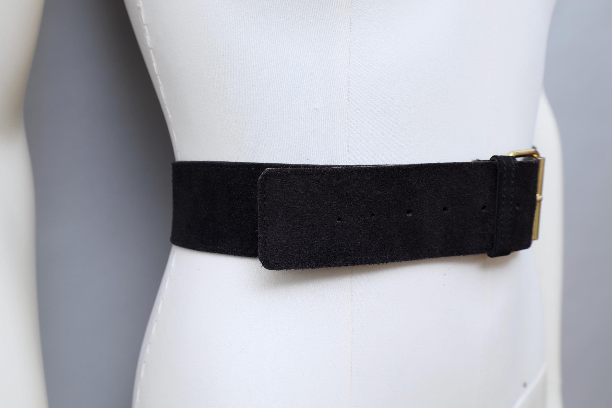black suede belt detail