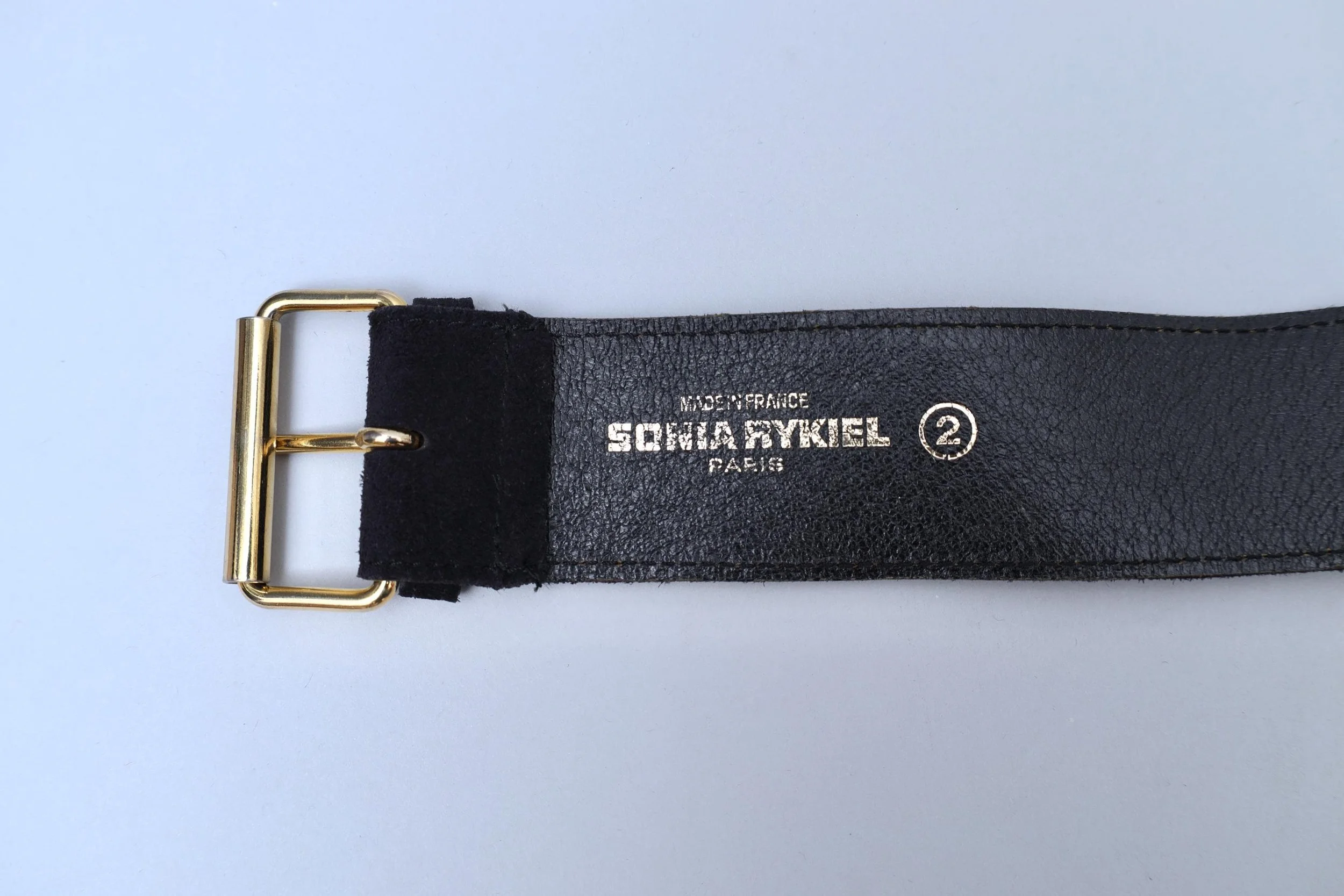 S/S 1983 Sonia Rykiel suede belt logo