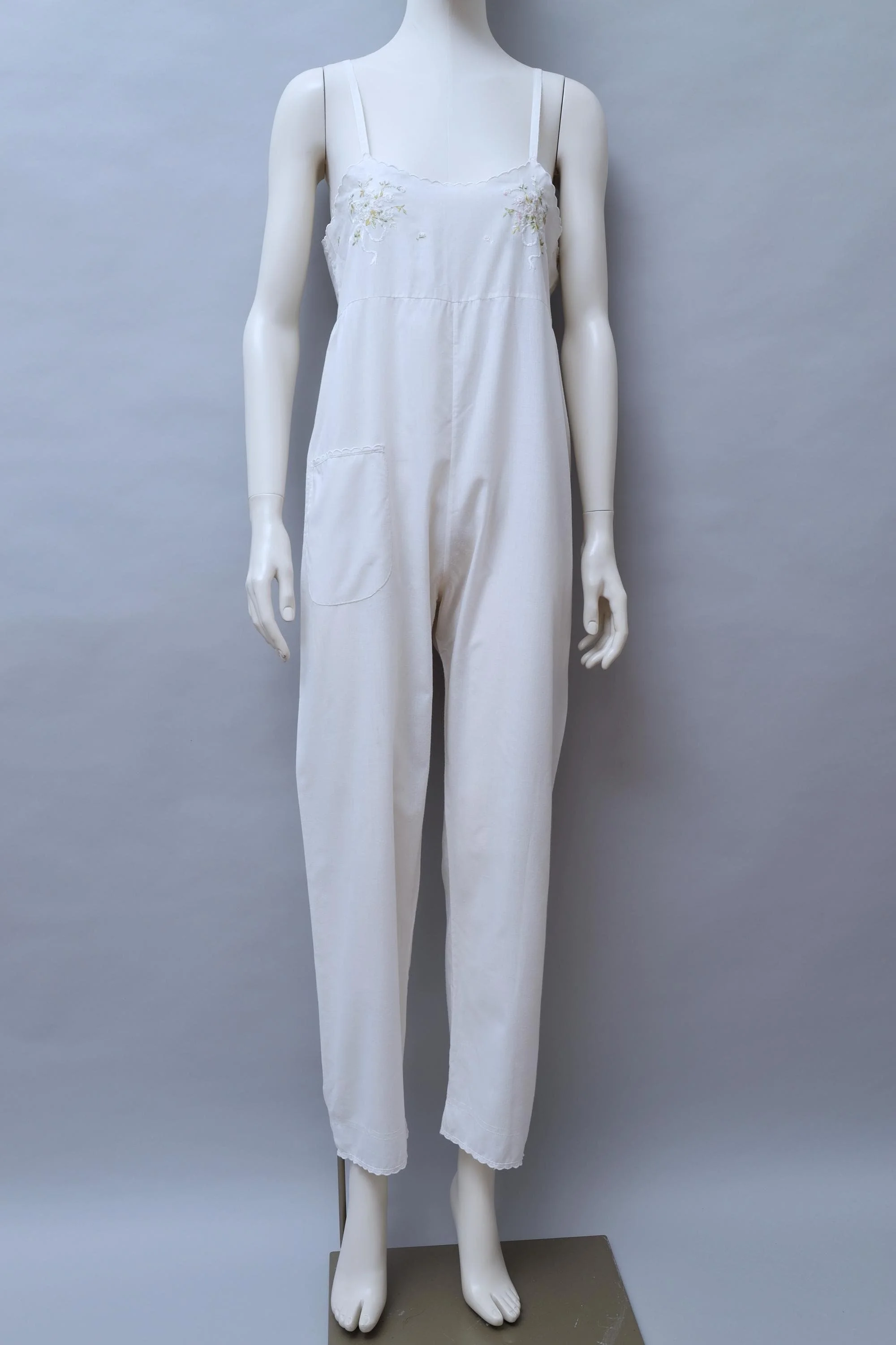 late 1970s / early 1980s Chantal Thomass embroidered white cotton salopette