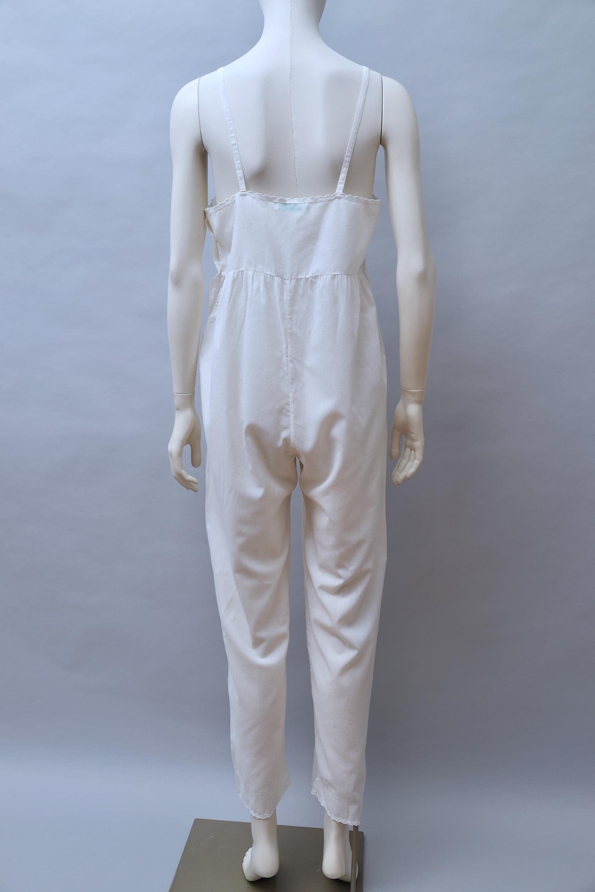 late 1970s / early 1980s Chantal Thomass embroidered white cotton salopette