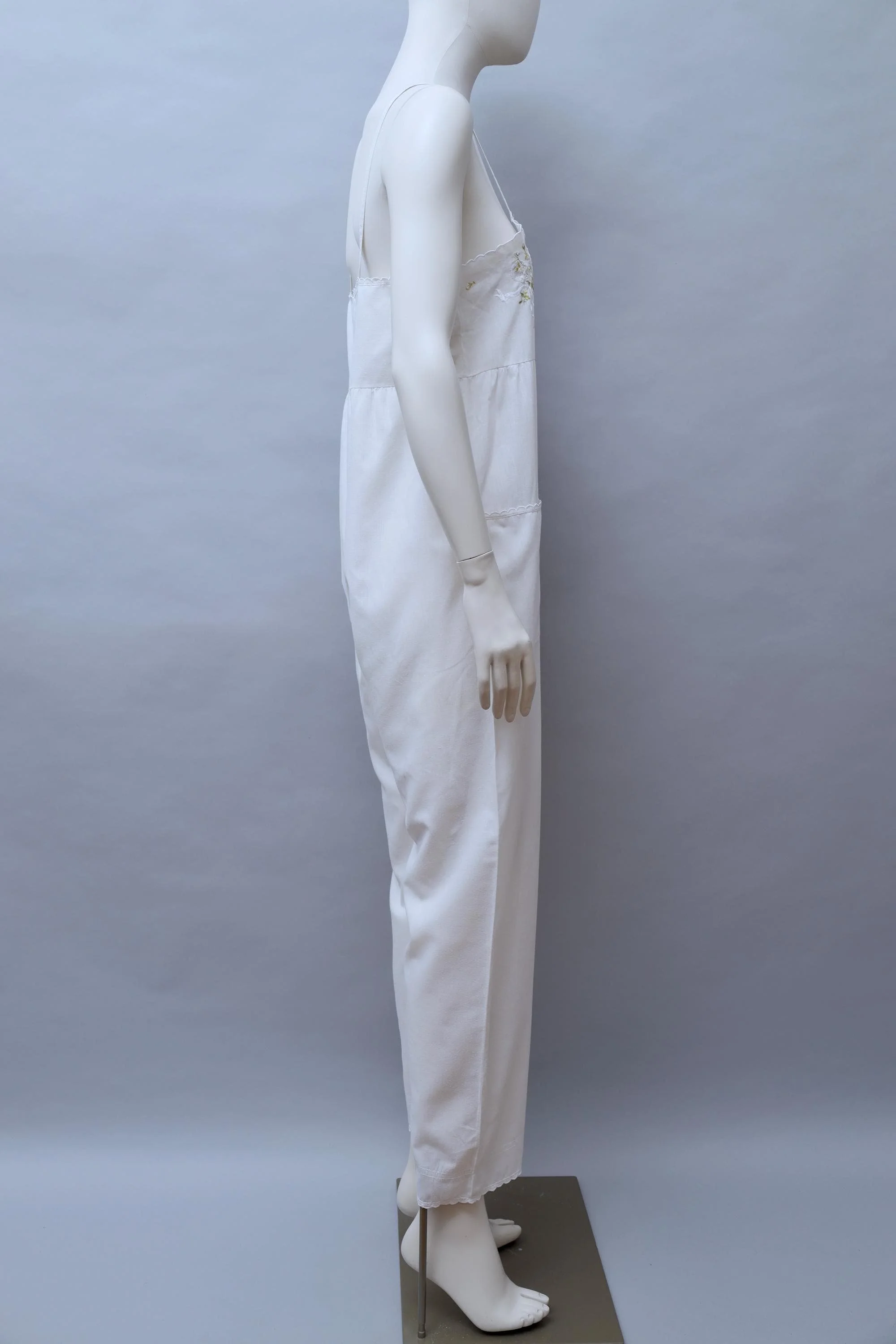 late 1970s / early 1980s Chantal Thomass embroidered white cotton salopette