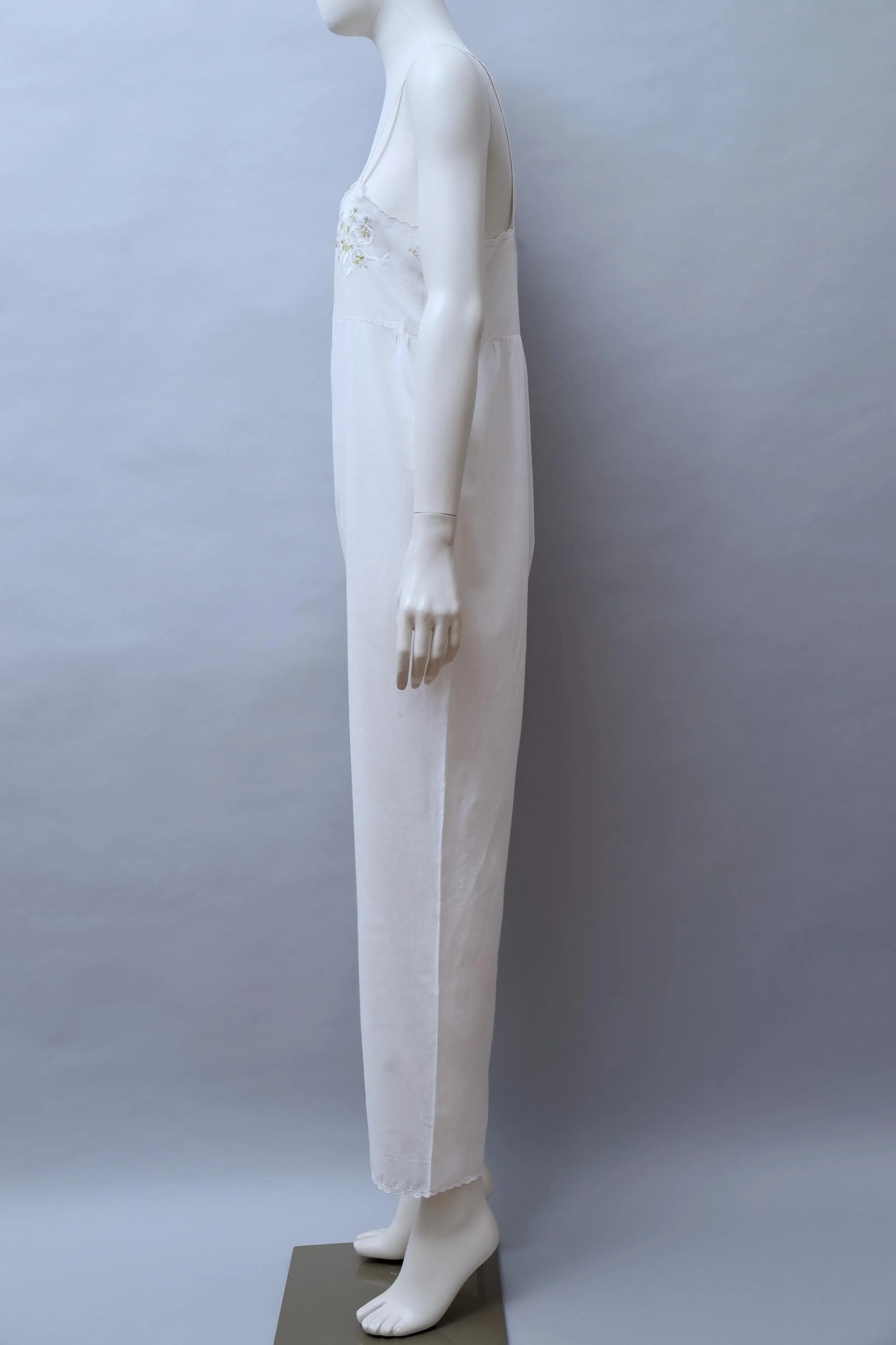 late 1970s / early 1980s Chantal Thomass embroidered white cotton salopette