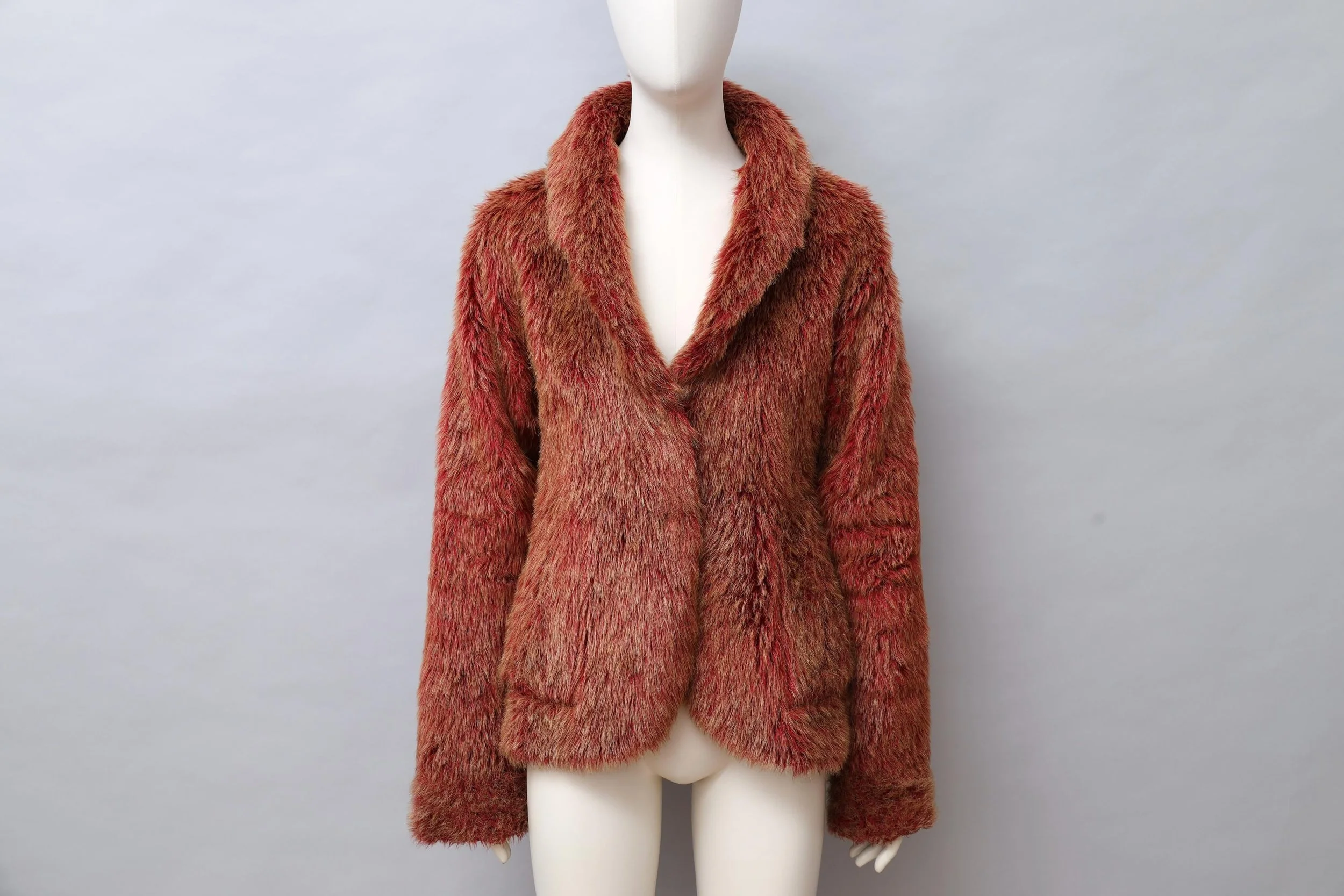 F/W 1999 Xuly Bët rust red reversible faux fur jacket