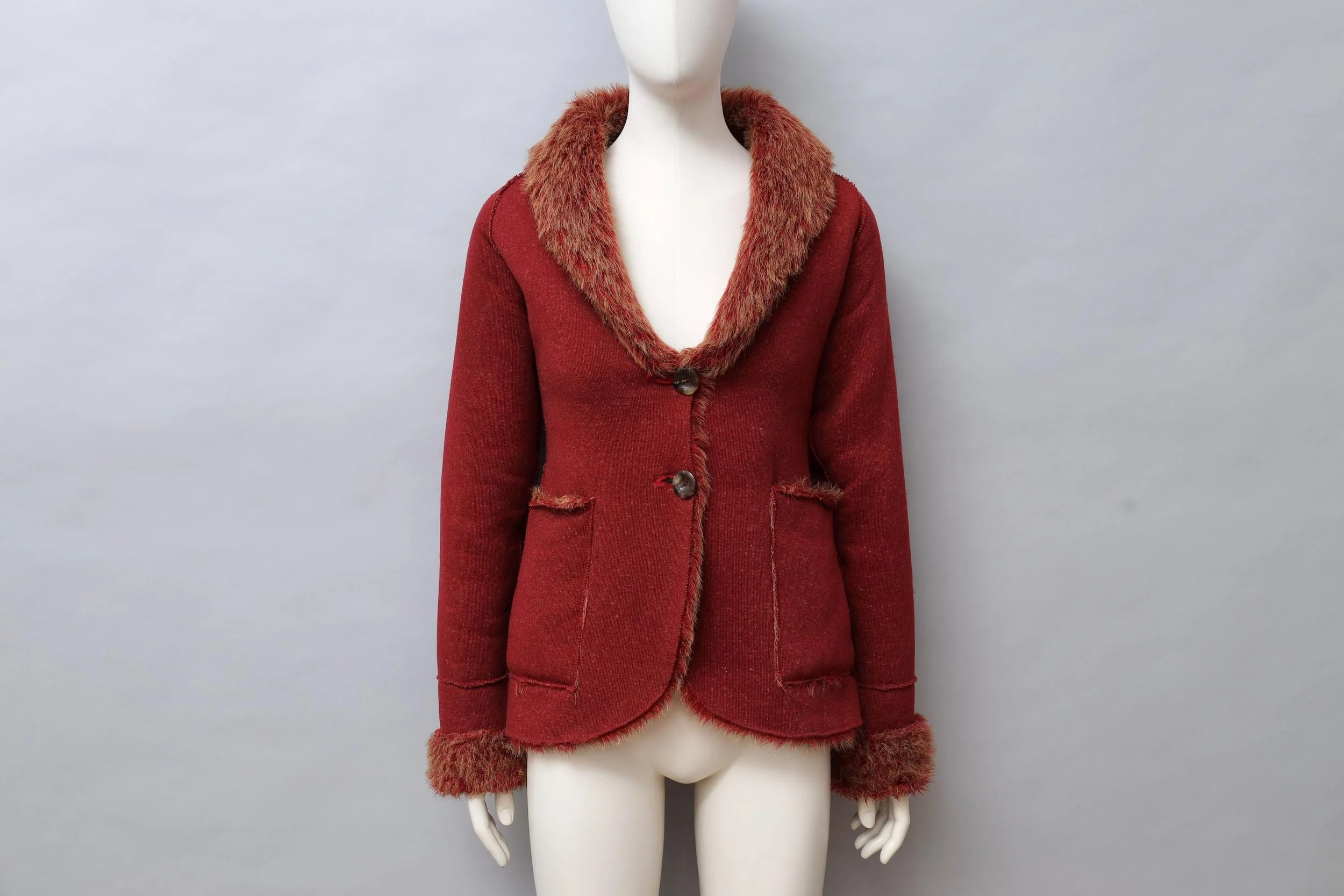 F/W 1999 Xuly Bët rust red reversible faux fur jacket