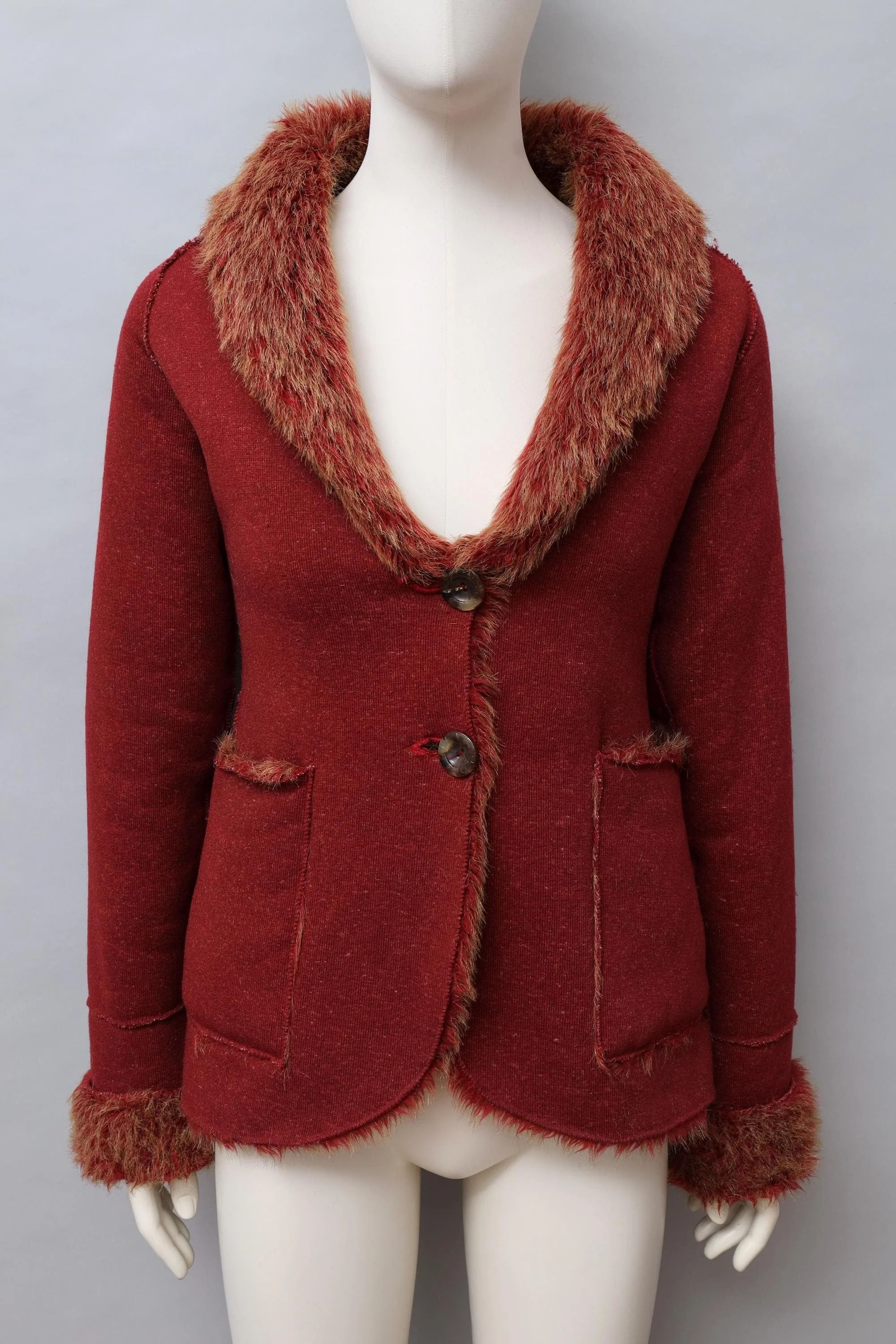 F/W 1999 Xuly Bët rust red reversible faux fur jacket