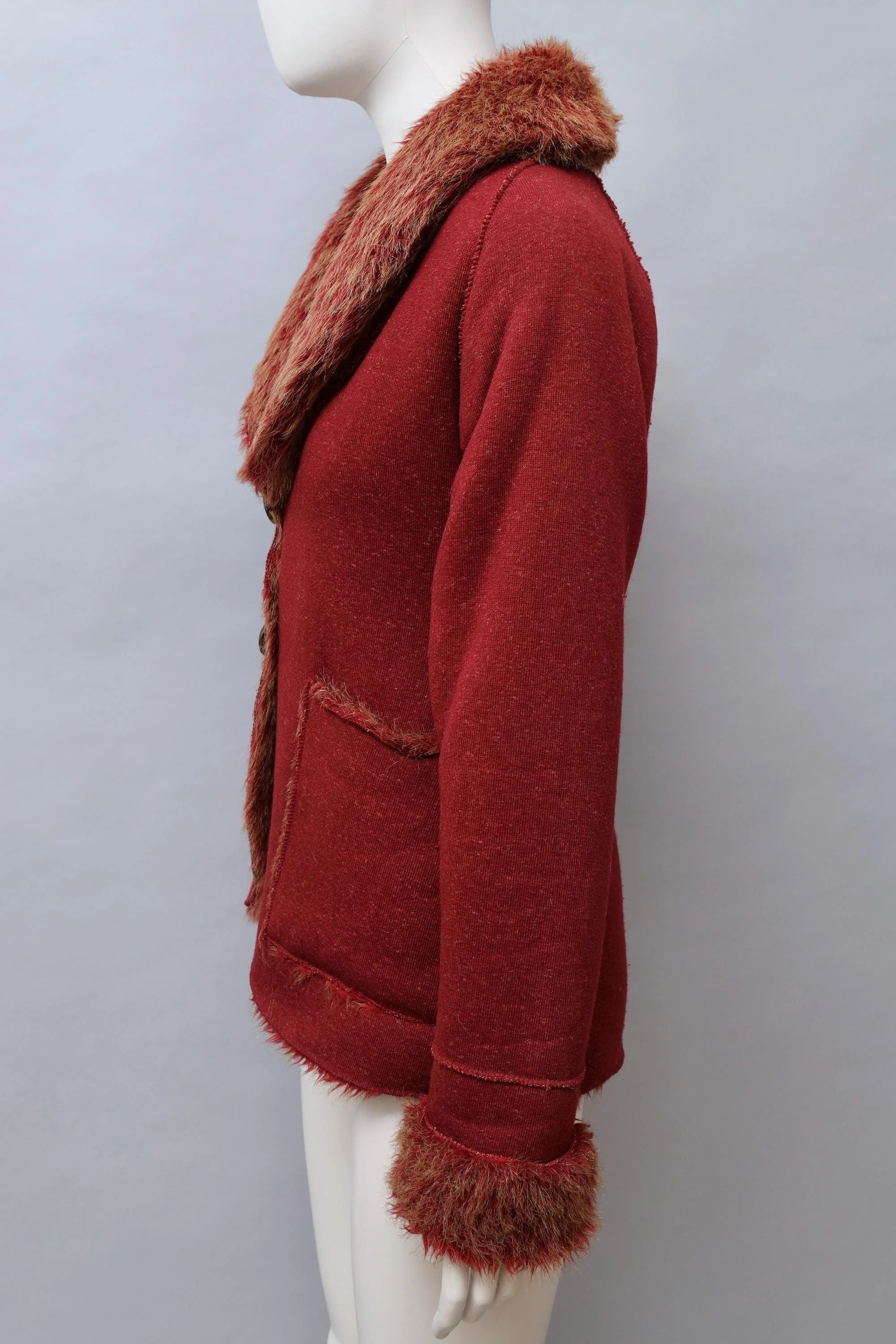 F/W 1999 Xuly Bët rust red reversible faux fur jacket