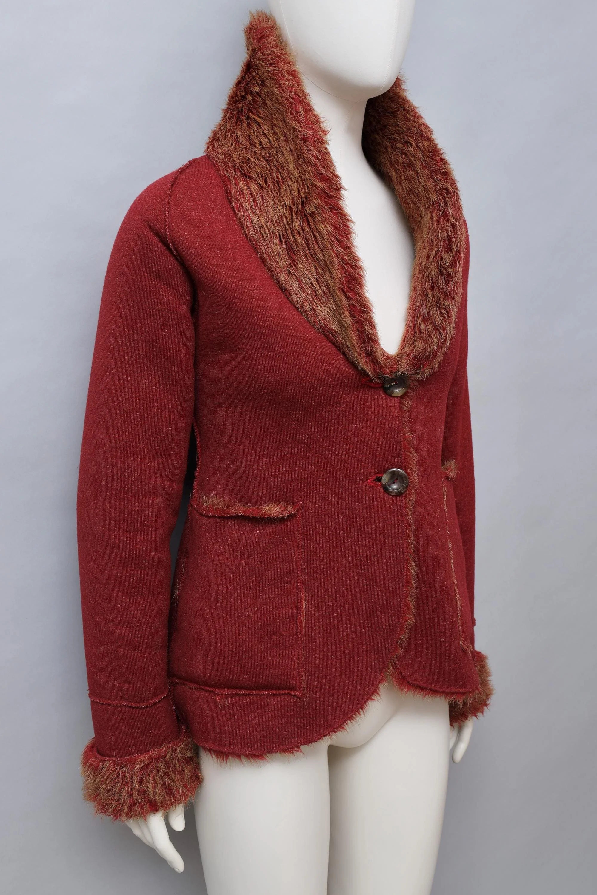 F/W 1999 Xuly Bët rust red reversible faux fur jacket