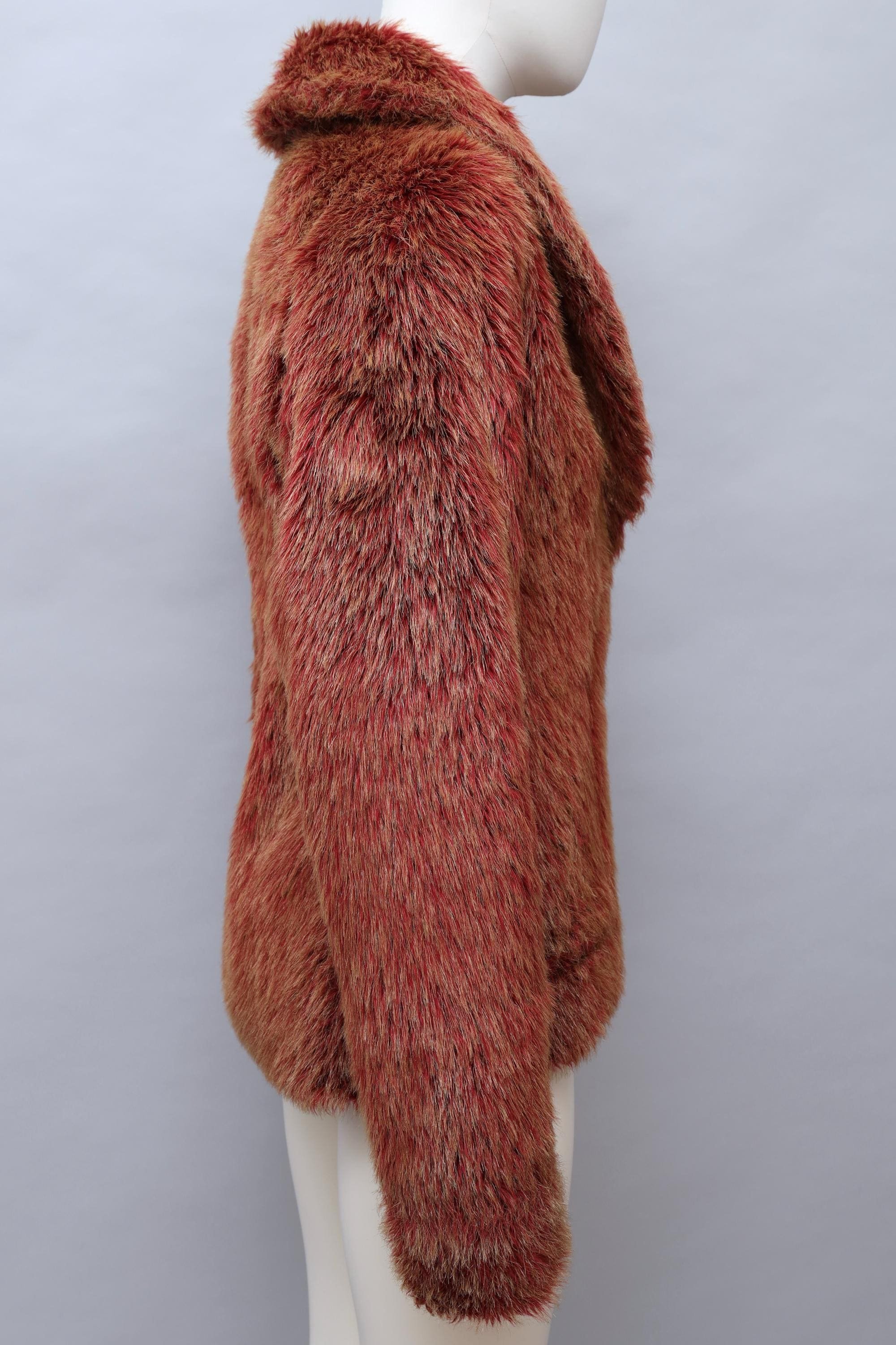 F/W 1999 Xuly Bët rust red reversible faux fur jacket
