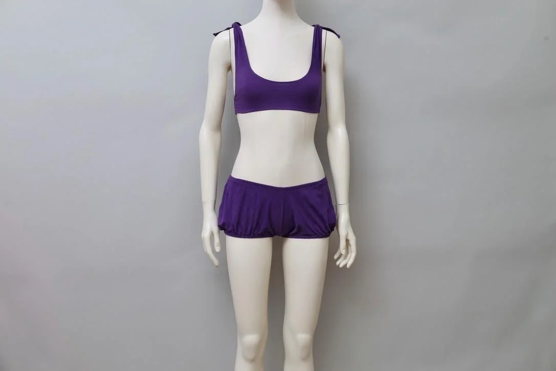 1980s Oceano by La Perla purple cropped top and bloomers set