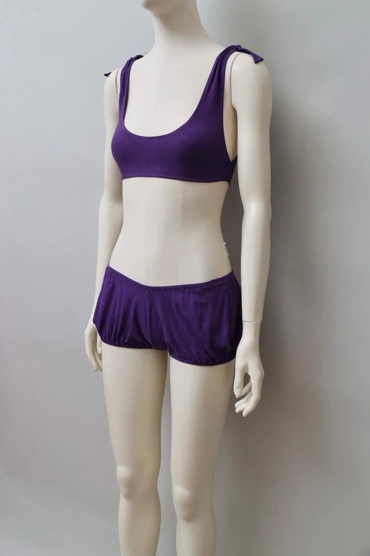 1980s Oceano by La Perla purple cropped top and bloomers set