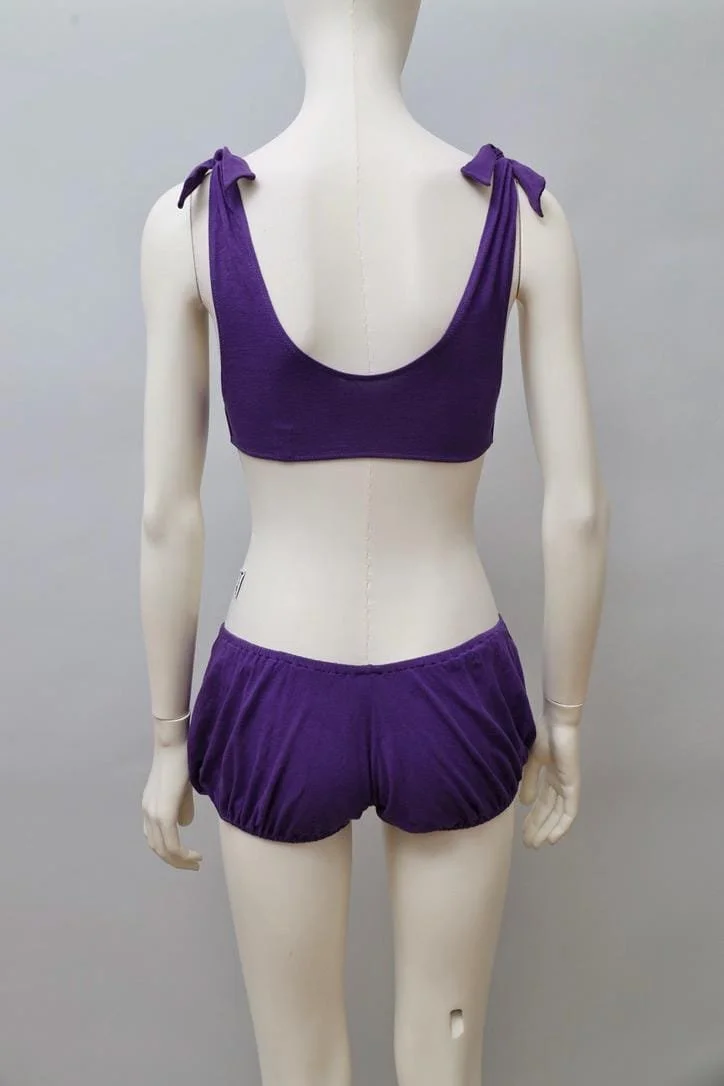 1980s Oceano by La Perla purple cropped top and bloomers set