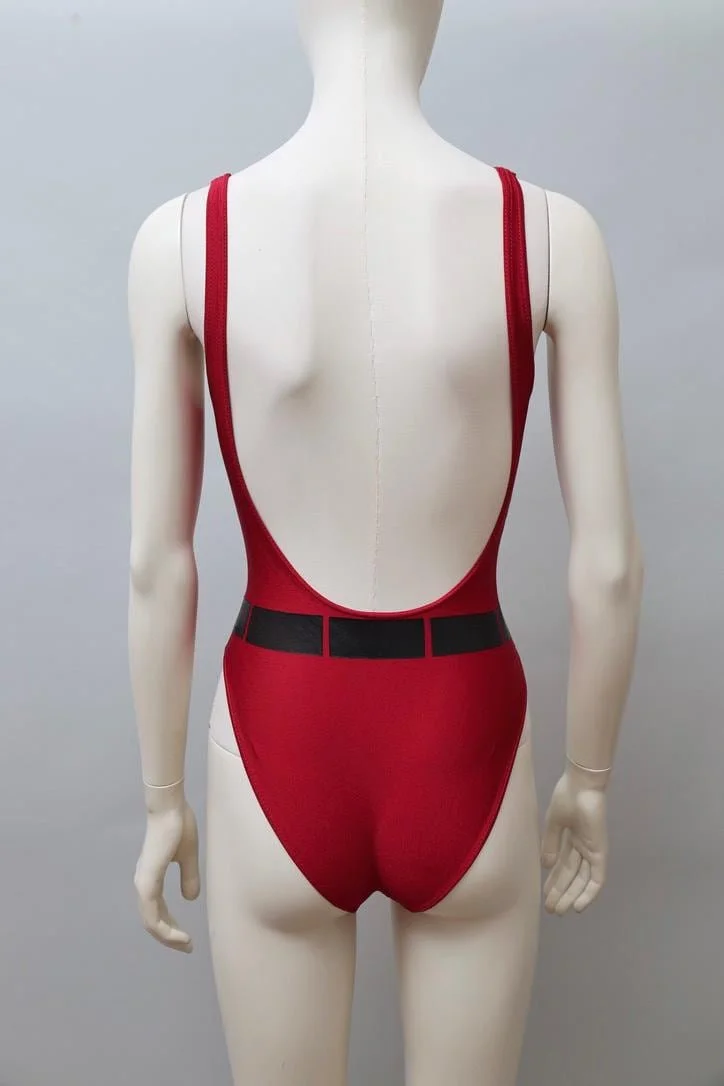 1980s Chantal Thomass red and black bow print swimsuit